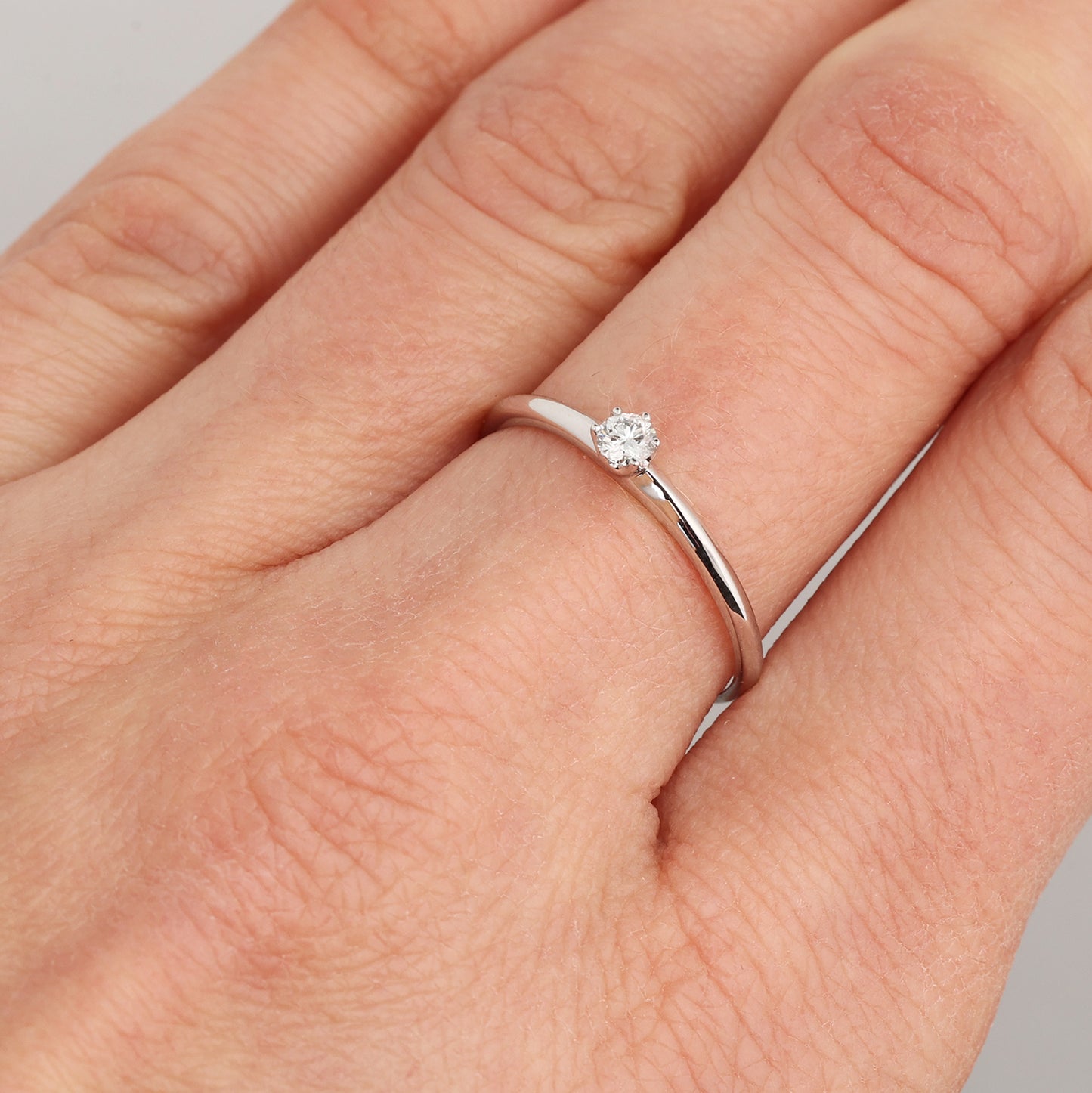 Engagement Ring with Diamond 0.15ct, White Gold 585° (14K)