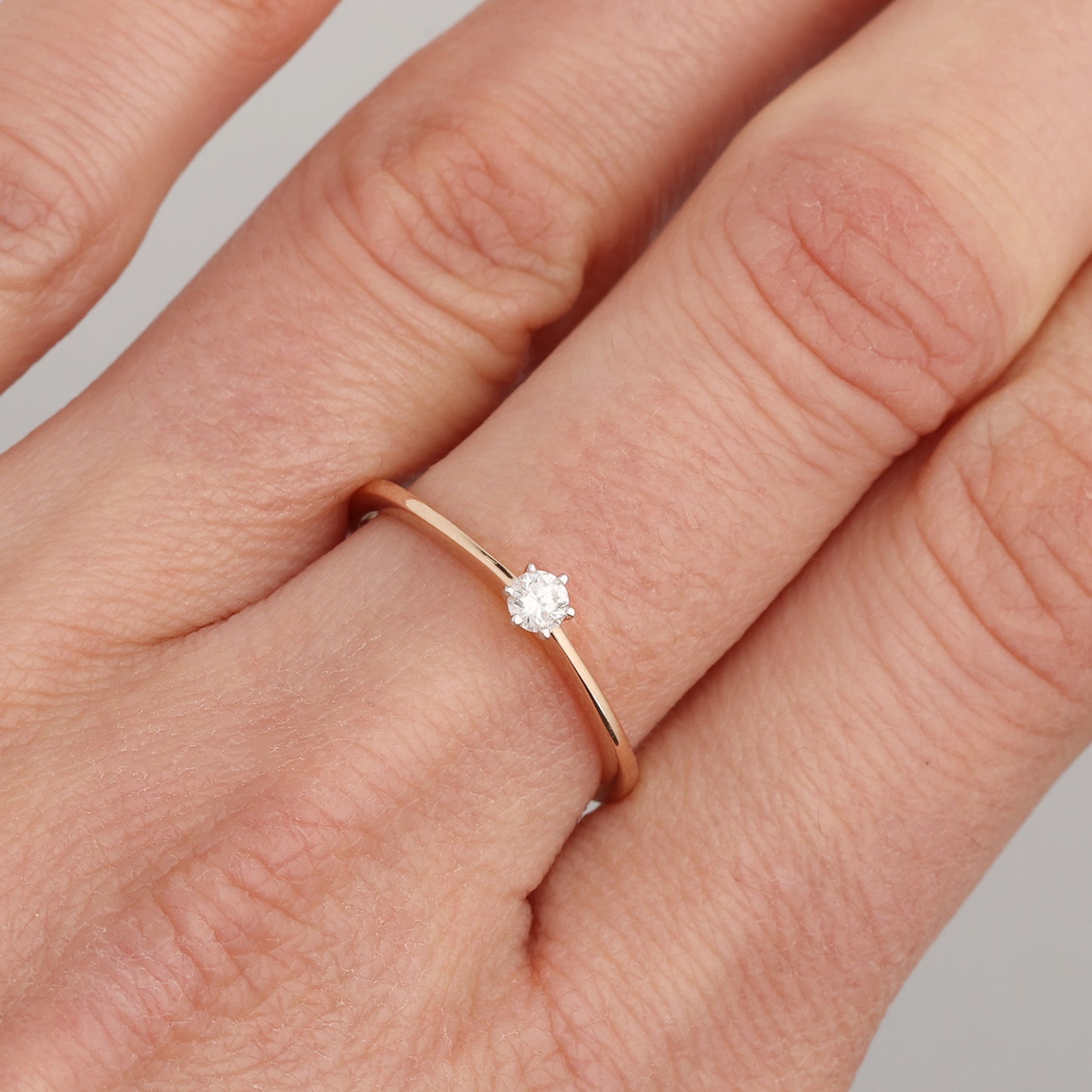 Engagement Ring with Diamond 0.10ct, Rose Gold 585° (14K)
