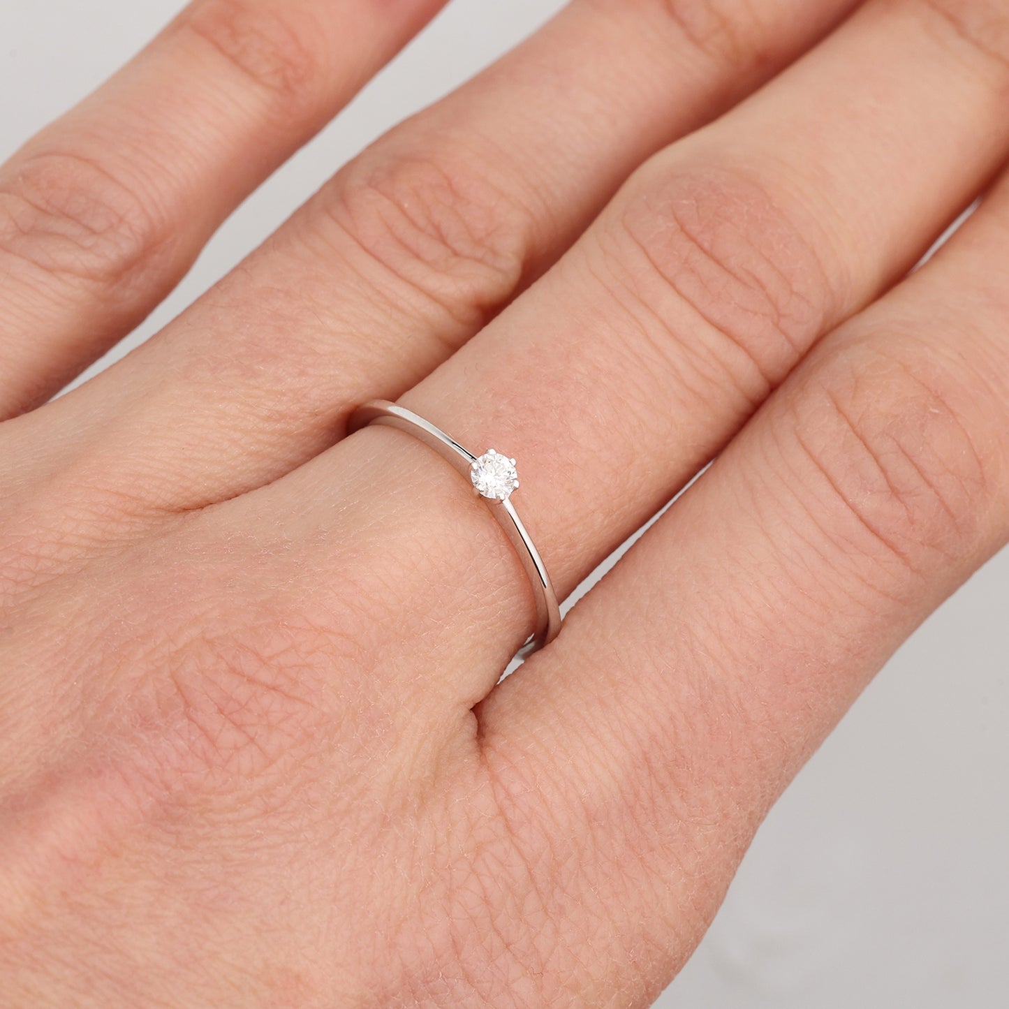 Engagement Ring with Diamond 0.10ct, White Gold 585° (14K)