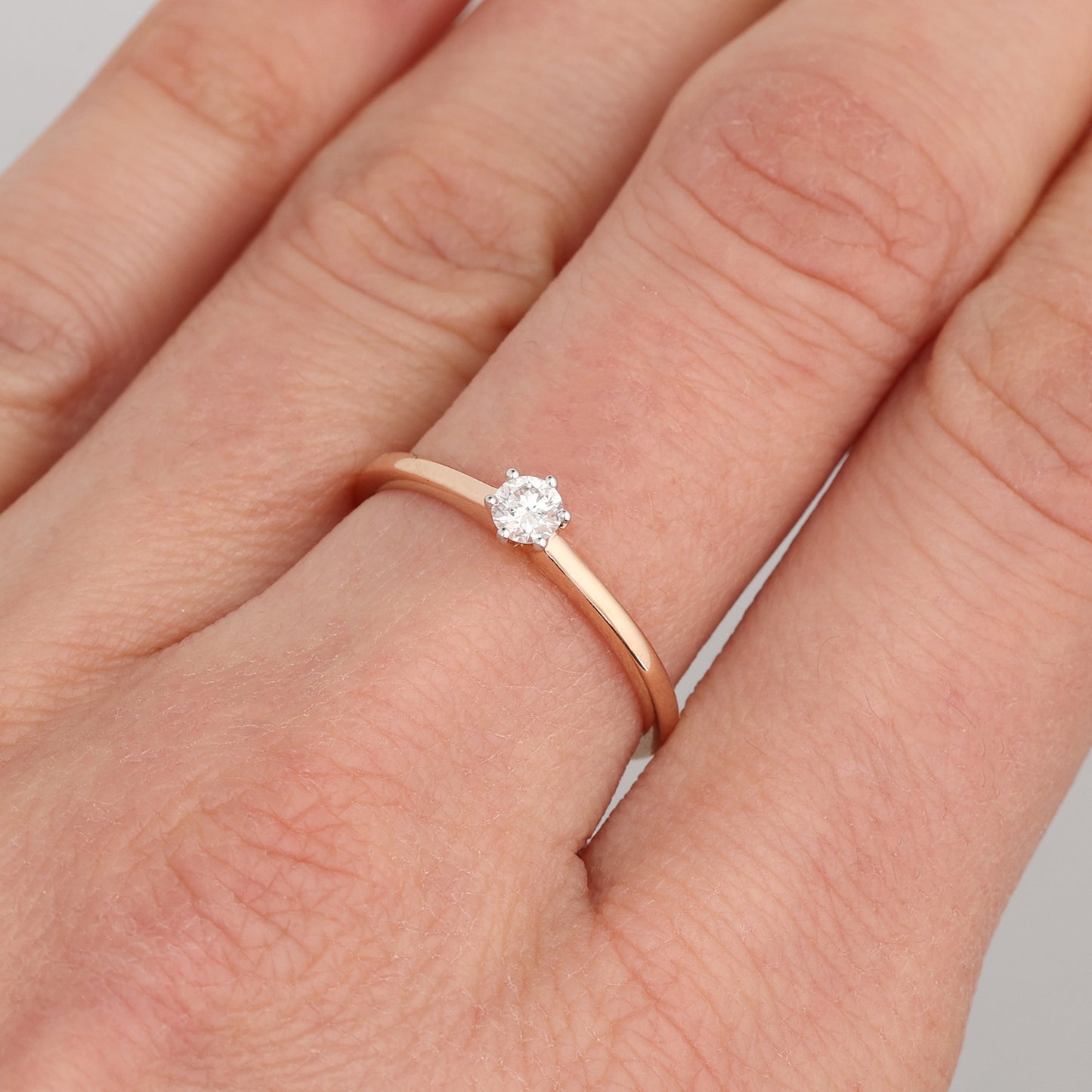 Engagement Ring with Diamond 0.16ct, Rose Gold 585° (14K)