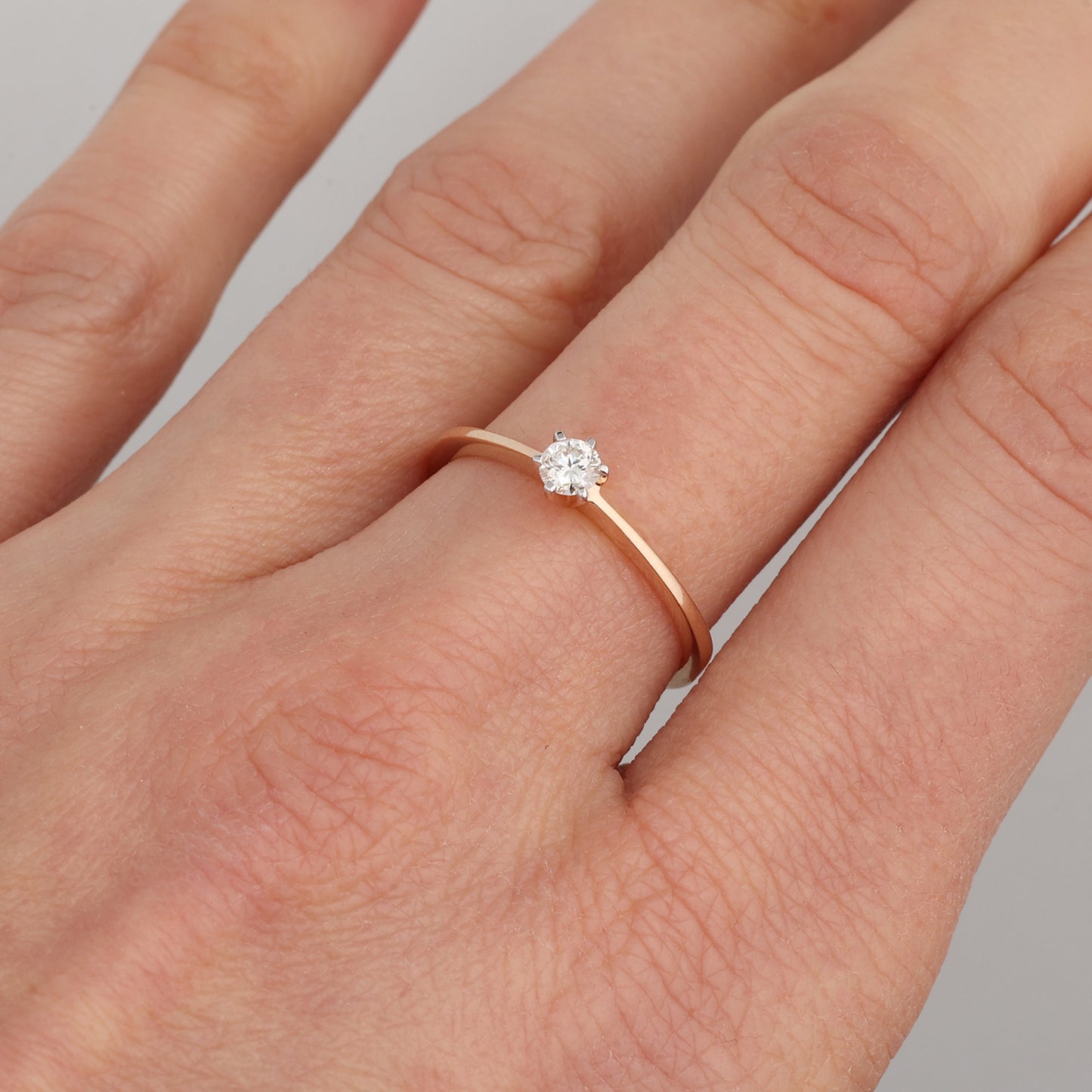 Engagement Ring with Diamond 0.15ct, Rose Gold 585° (14K)