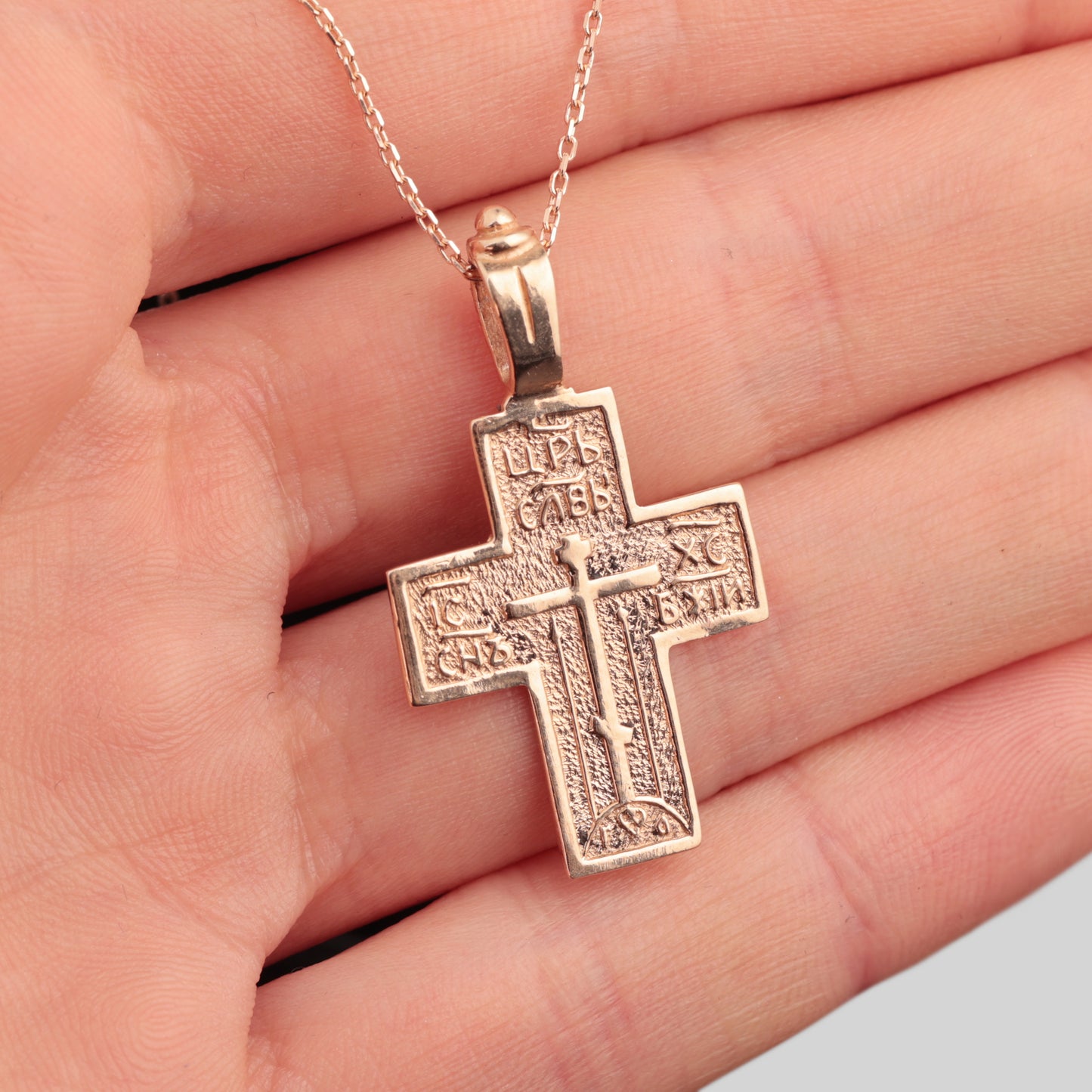 Kanoniskais vecticībnieku vīriešu krusts, Sarkanais zelts 585° (14K)