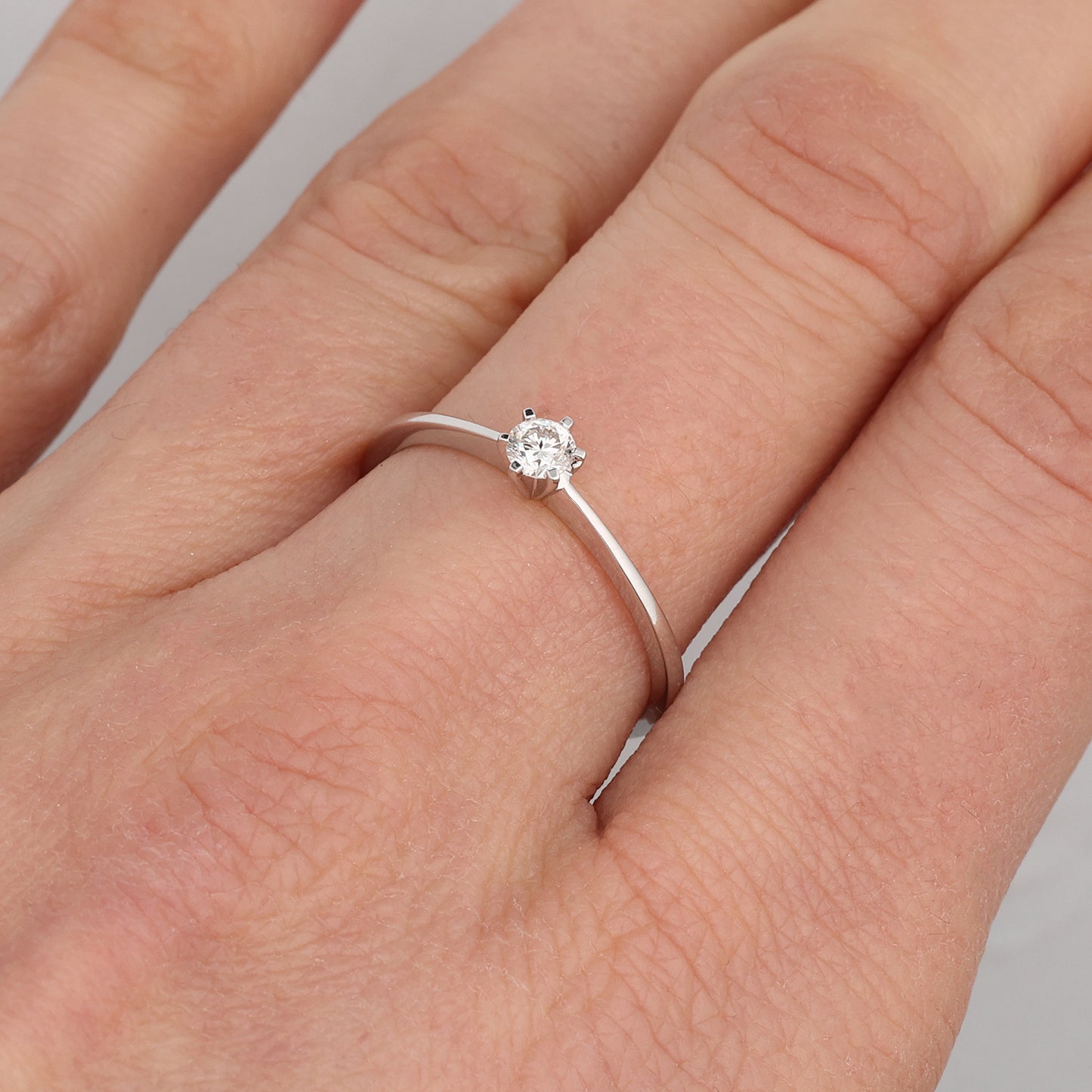 Engagement Ring with Diamond 0.15ct, White Gold 585° (14K)