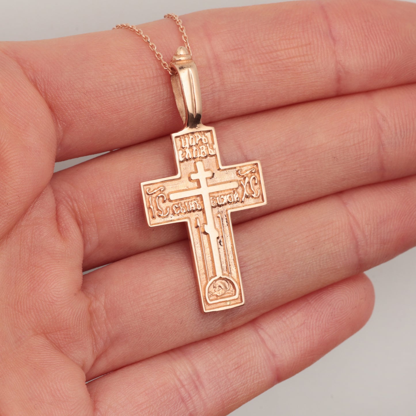 Старообрядческий мужской крест, канонический. Красное золото 585° (14K)
