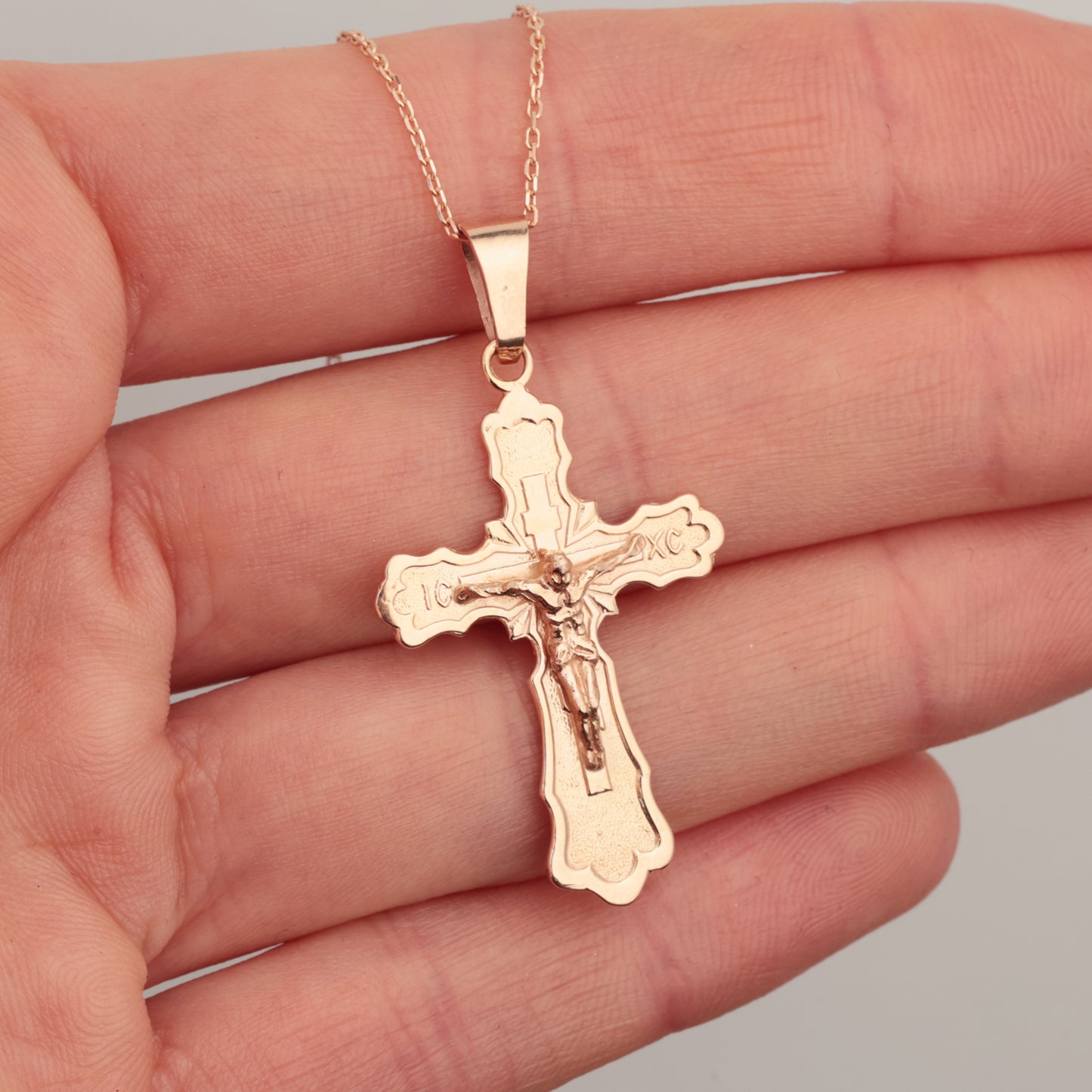 Православный крестик, Красное золото 585° (14K)