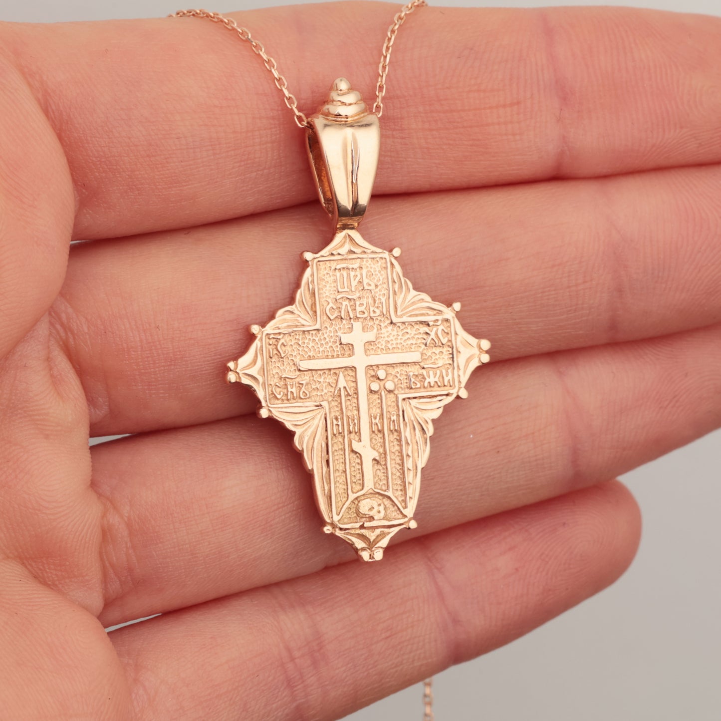 Kanoniskais vecticībnieku sieviešu krusts, Sarkanais zelts 585° (14K)