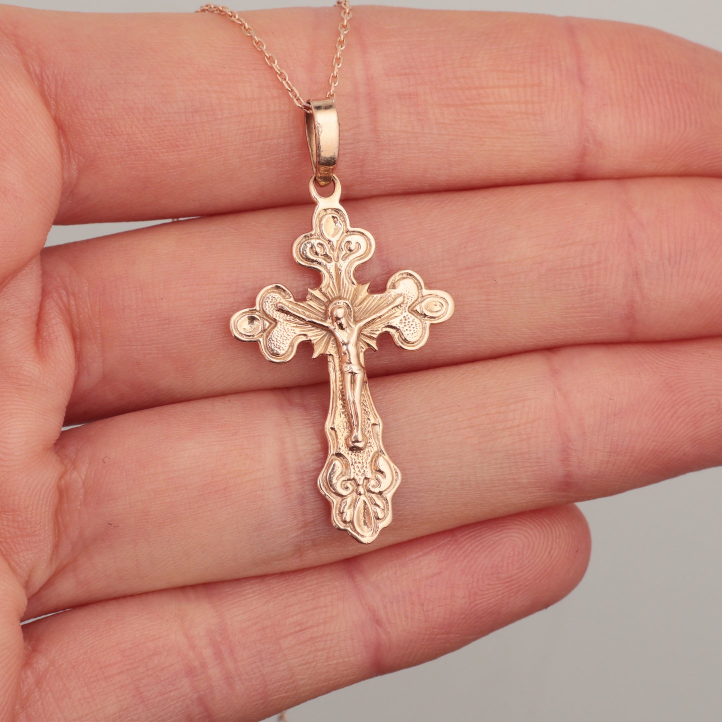 Православный крестик, Красное золото 585° (14K)