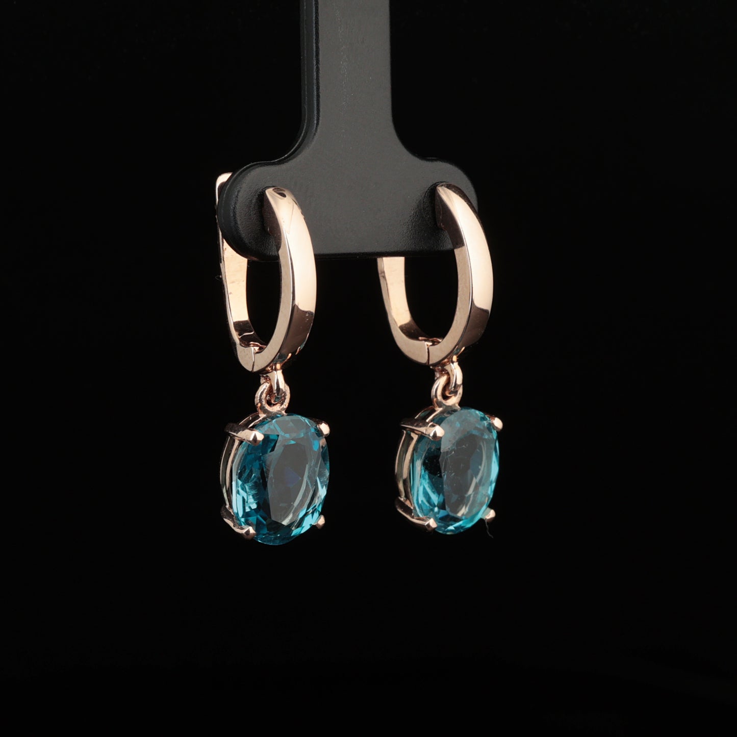 Earrings with Topaz 8.90 ct, Rose Gold 585° (14K)