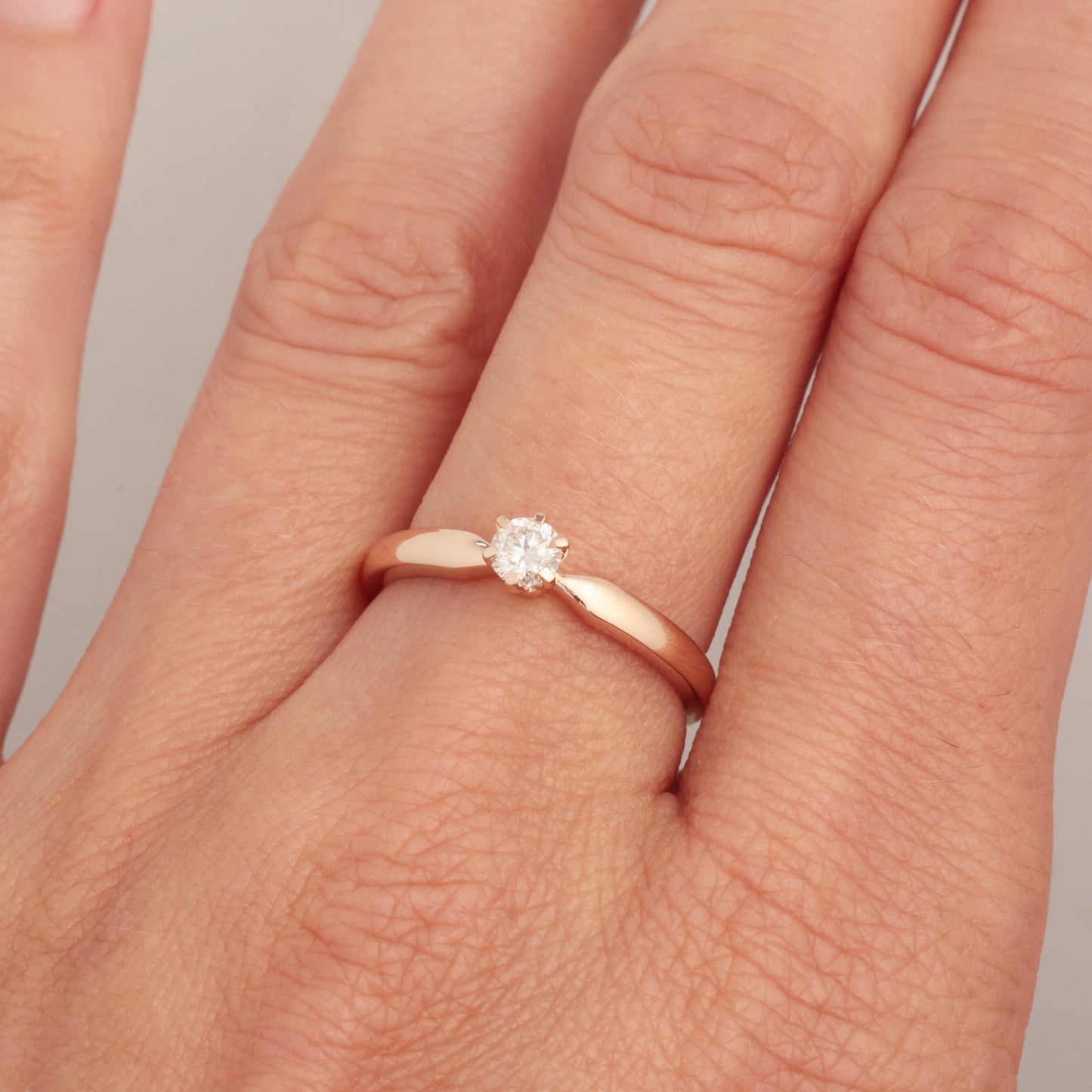 Ring with Diamonds 0.25 ct, Rose Gold 585° (14K)