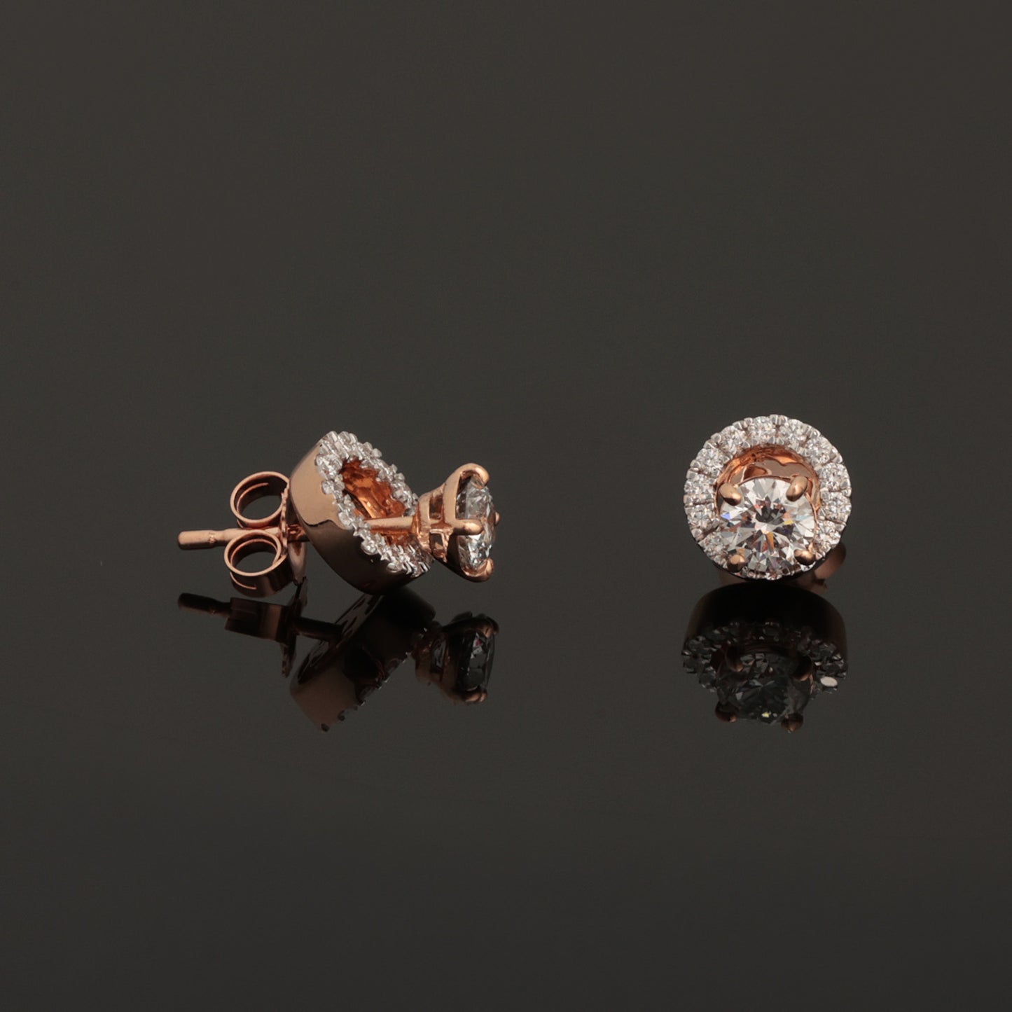 Earrings with Diamonds 0.21 ct, Rose Gold 585° (14K)