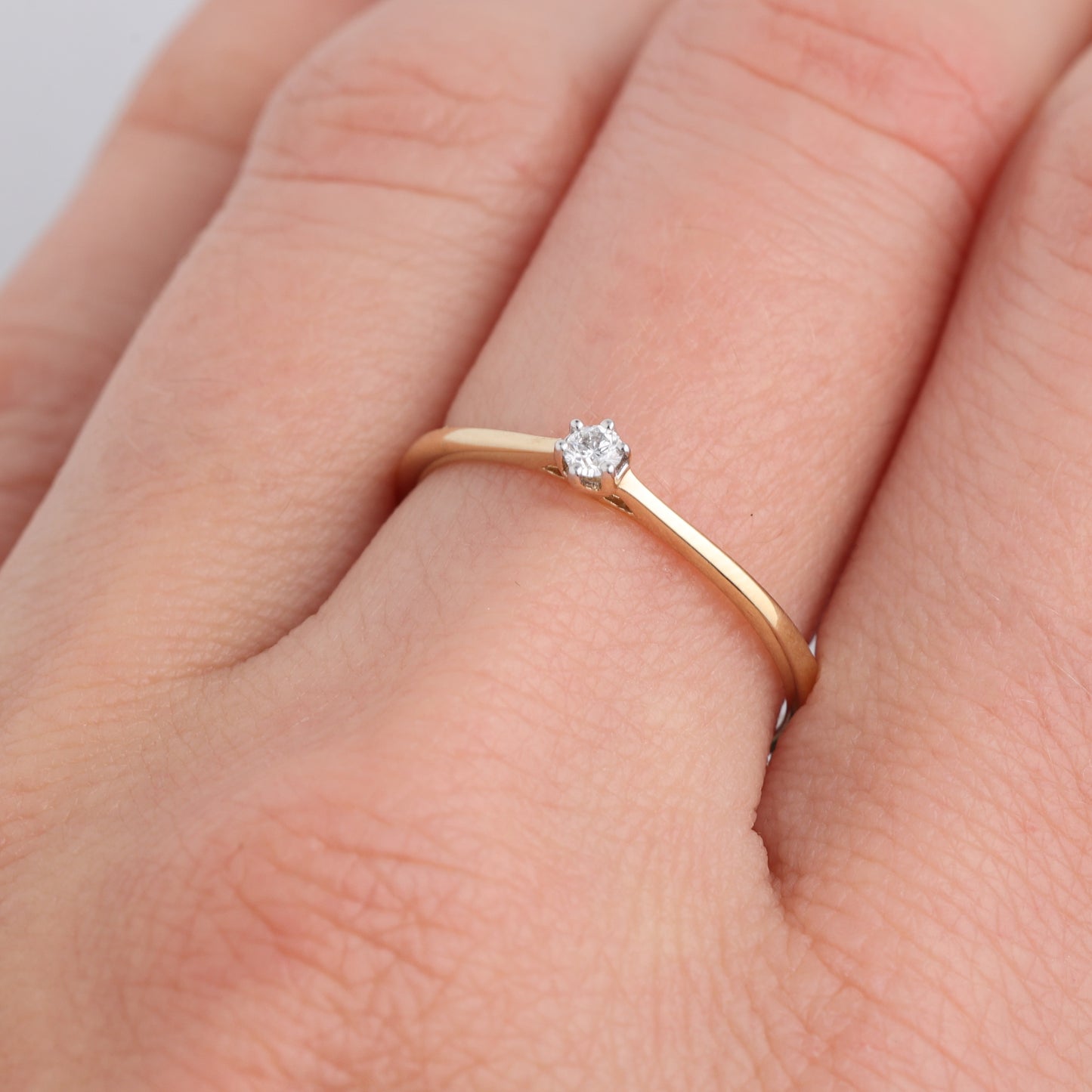 Saderināšanās gredzens ar Dimantu 0.05 ct, Sarkanais / Dzeltenais zelts 585° (14K)