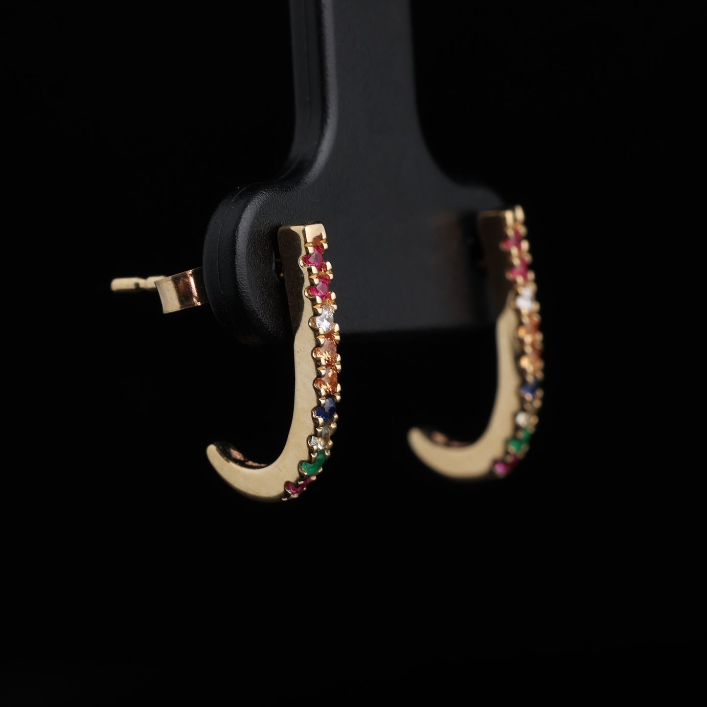 Daudzkrāsainie Auskari ar Dimantiem 0.02 ct, Sarkanais zelts 585° (14K)