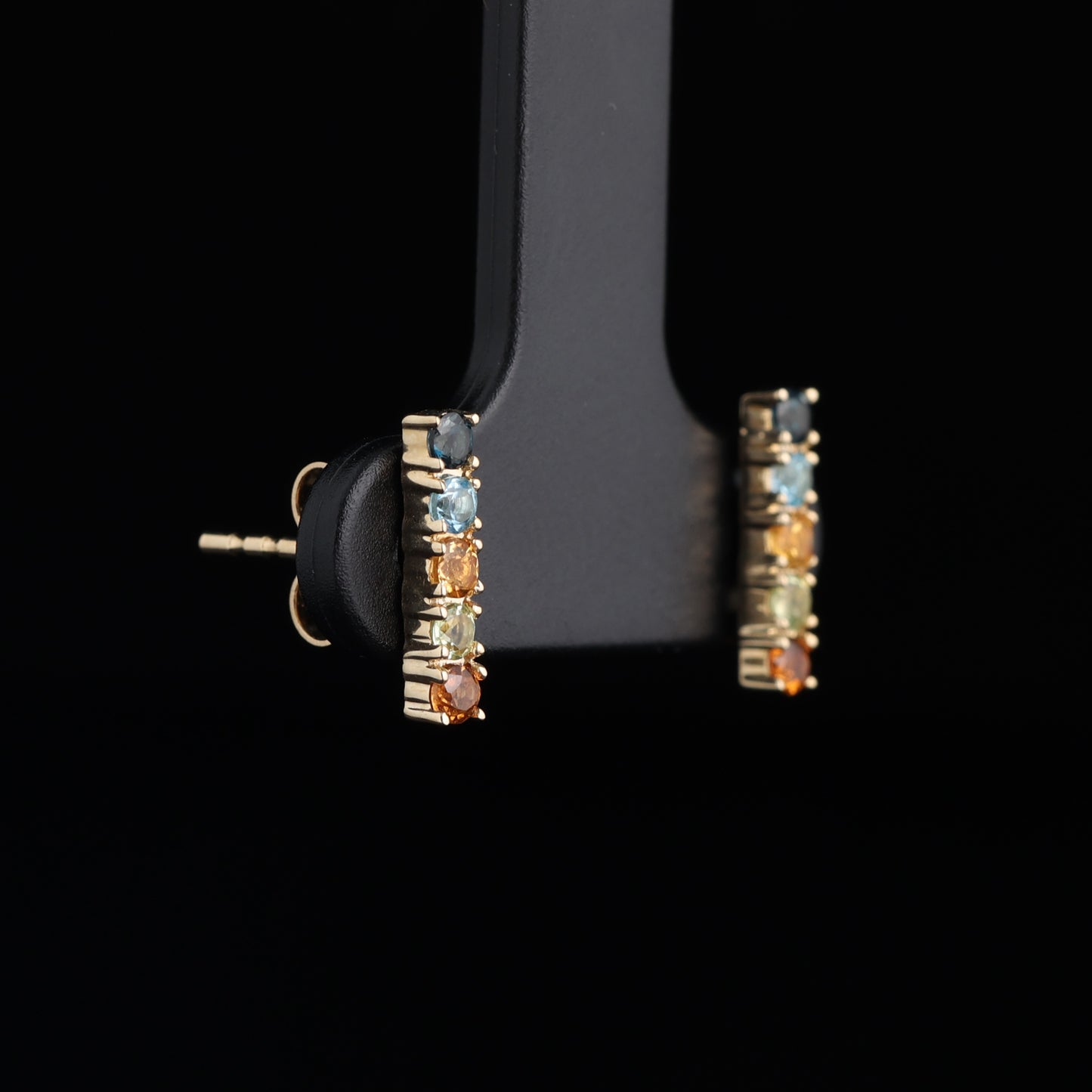 Daudzkrāsainie Auskari ar Dārgakmeņiem 0.42 ct, Dzeltenais zelts 585° (14K)