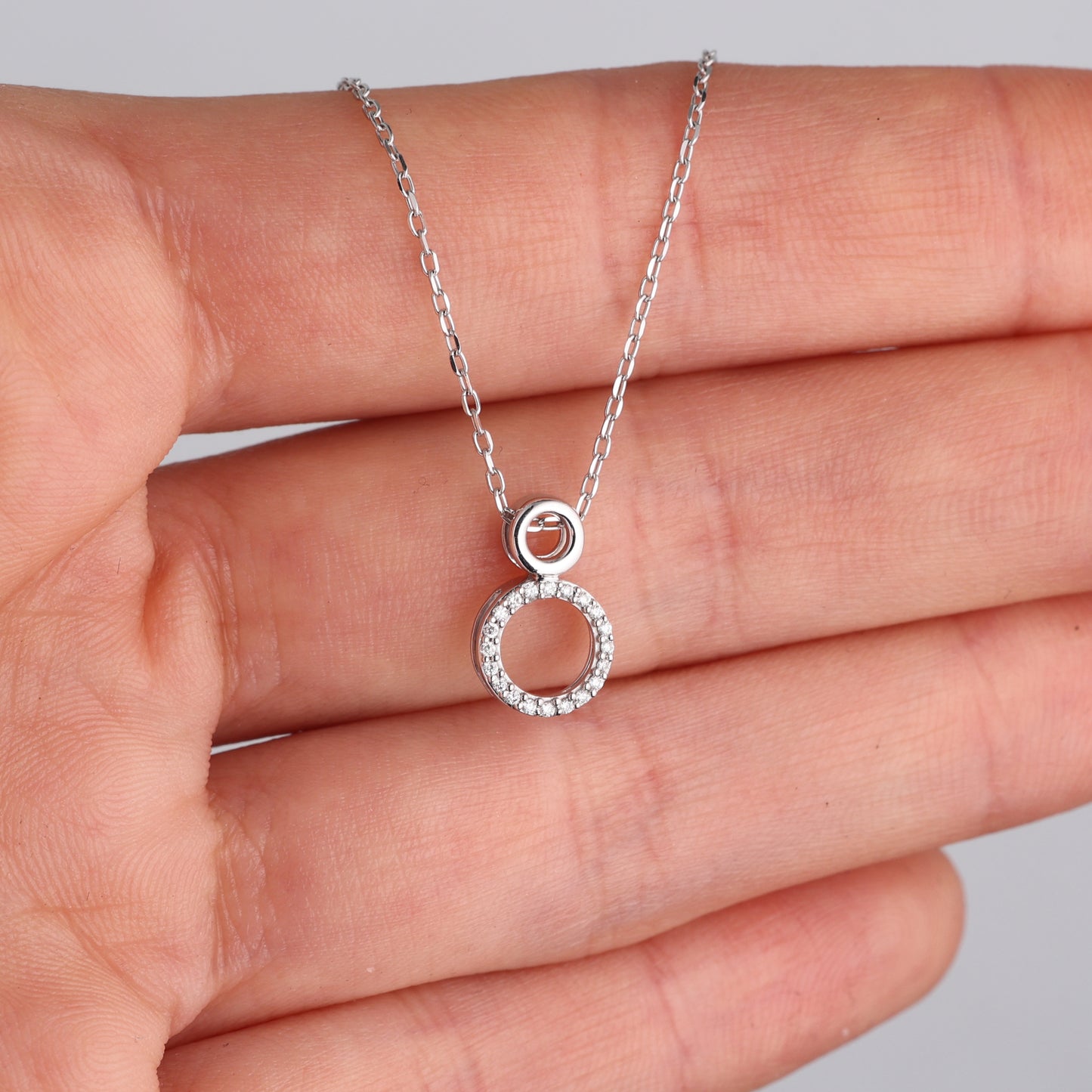 Pendant with Diamonds 0.05 ct, White Gold 750° (18K)