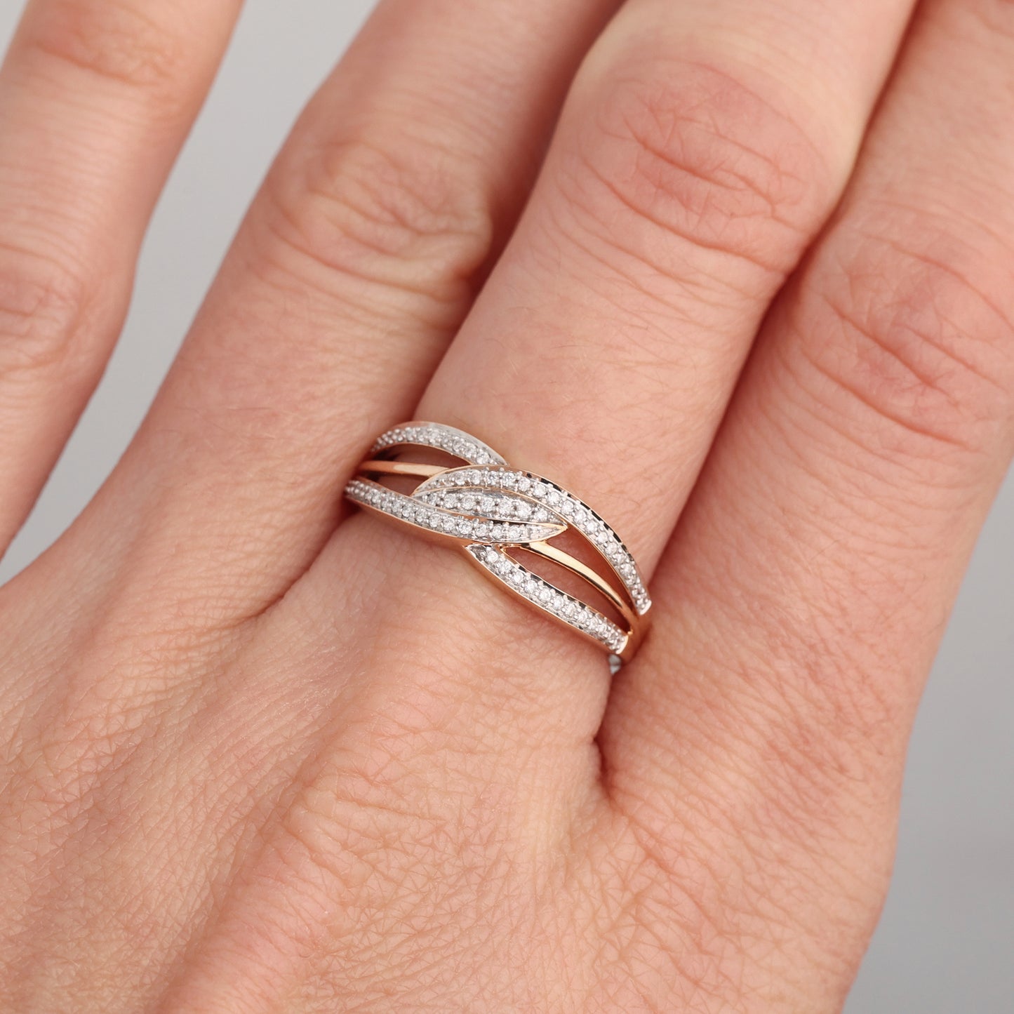 Ring with Diamonds 0.17 ct, Rose Gold 585° (14K)