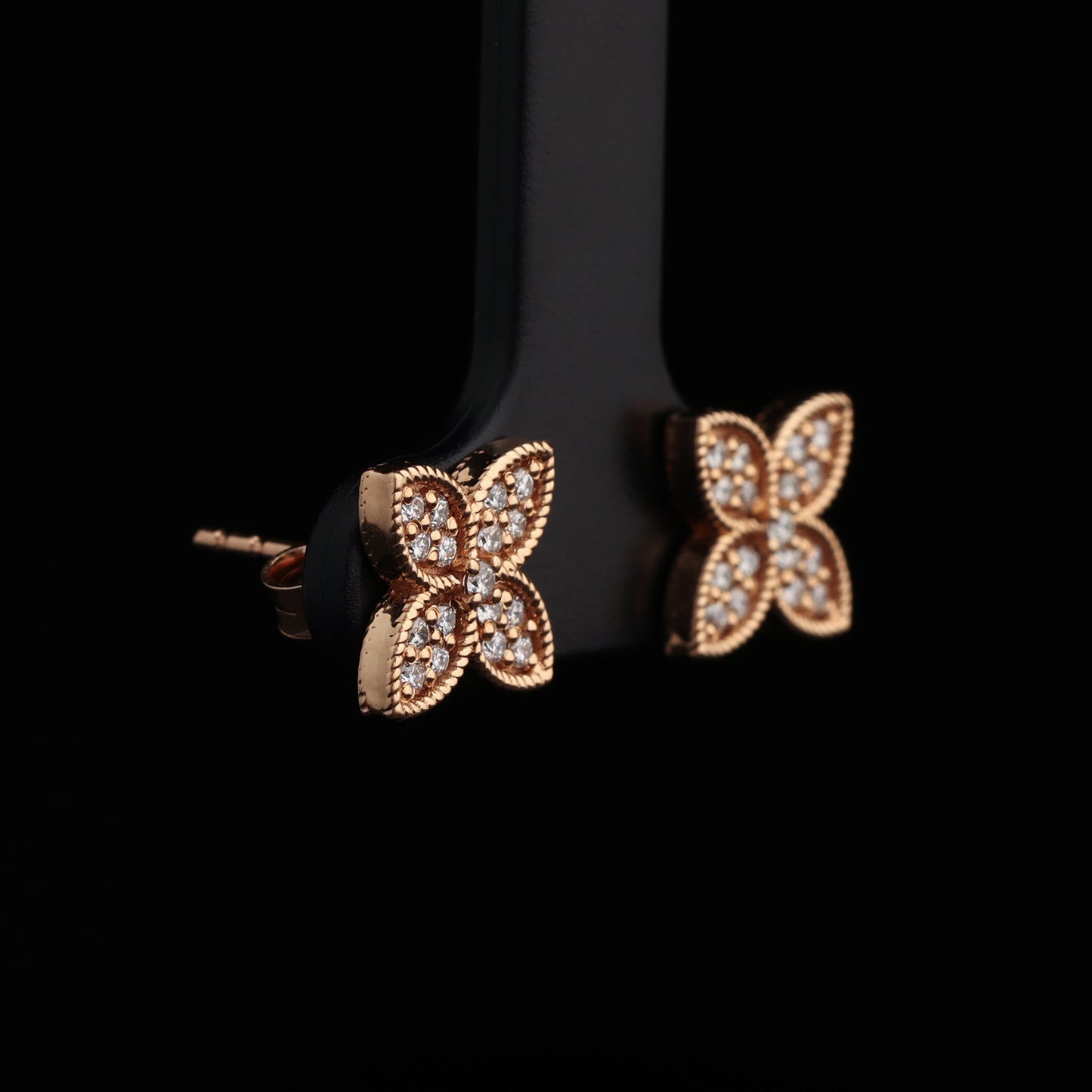 Auskari ar Dimantiem 0.30 ct, Sarkanais zelts 750° (18K)