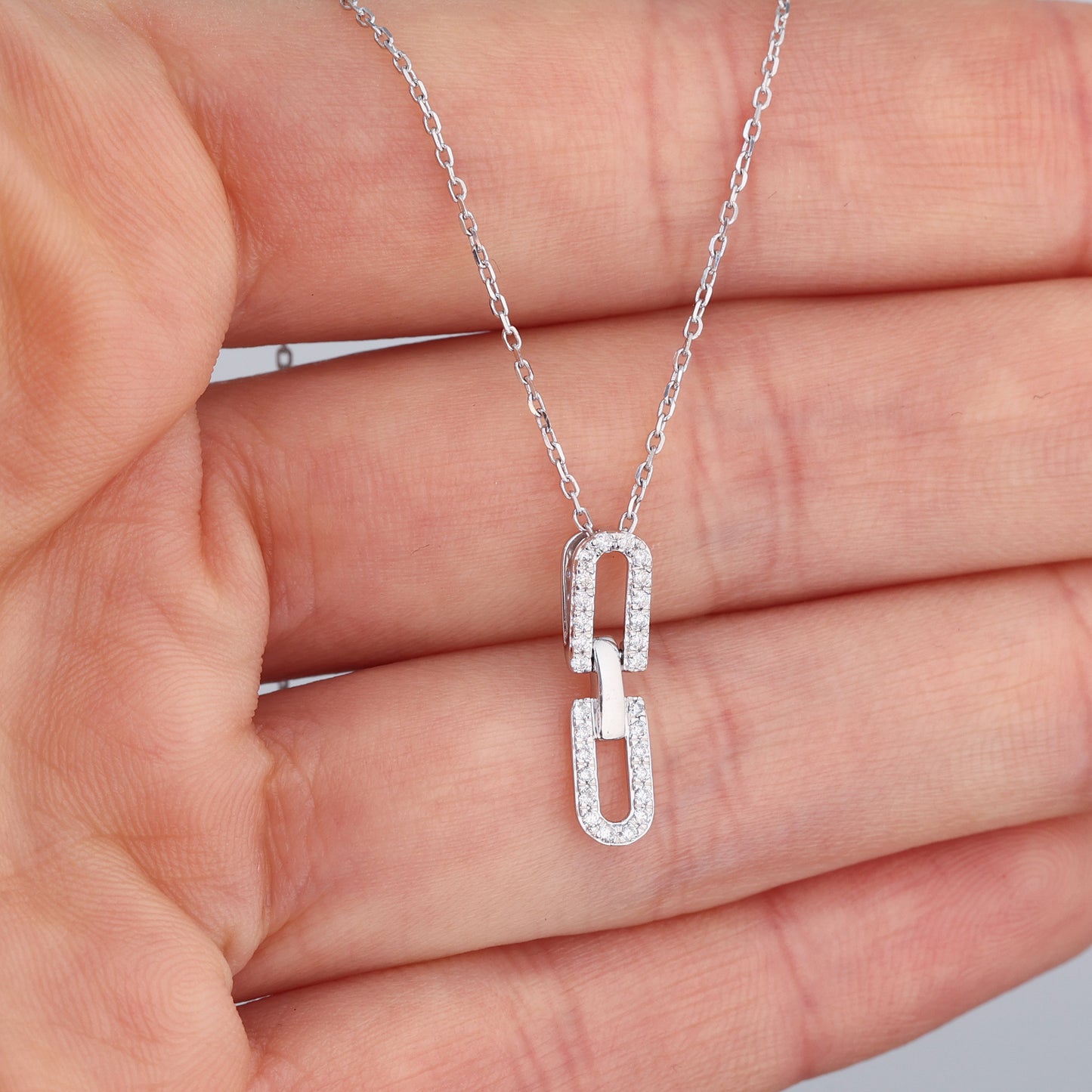 Pendant with Chain and Diamonds 0.11 ct, White Gold 750° (18K)