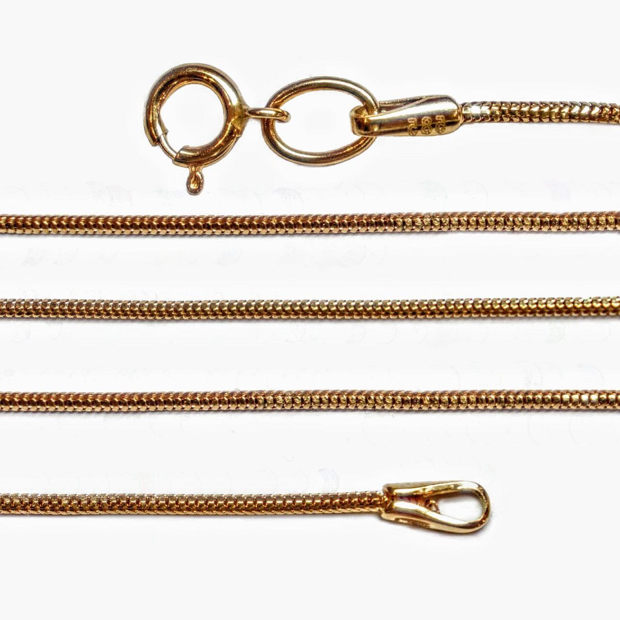 Zelta čūskas pinuma ķēde 45 cm - Ø1 mm, sarkanais zelts 585 ° (14 K)