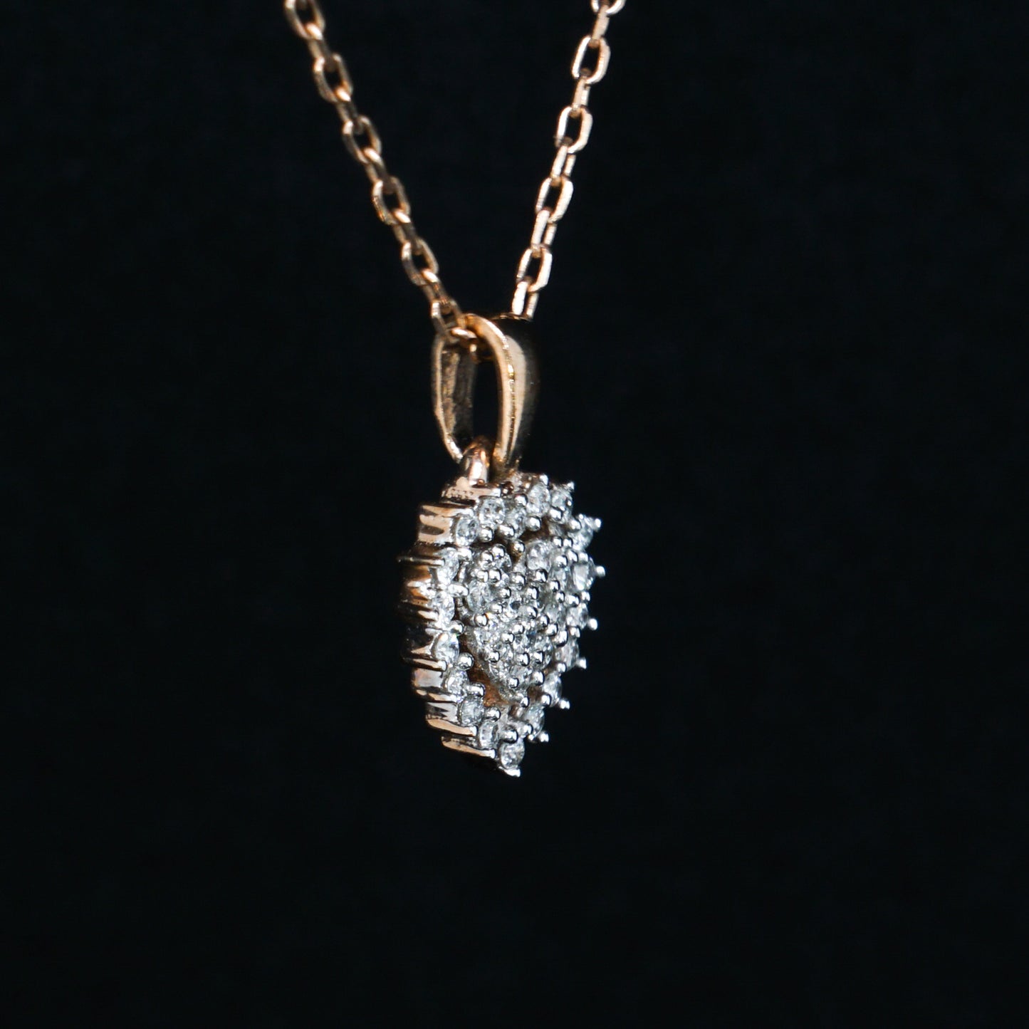 Diamond Heart Pendant 0.10 ct and Chain, Yellow Gold 375° (9K)