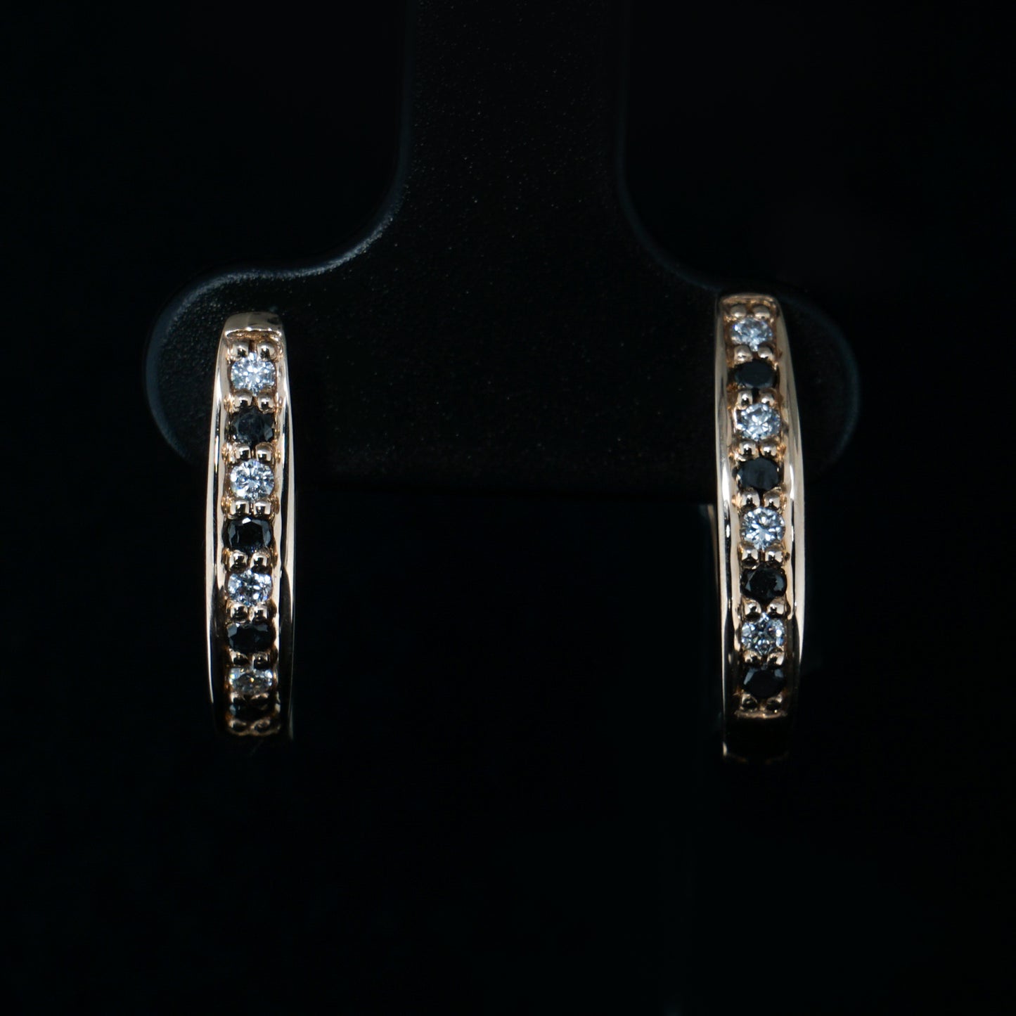 Серьги с черными бриллиантами, Красное золото 585° (14К)