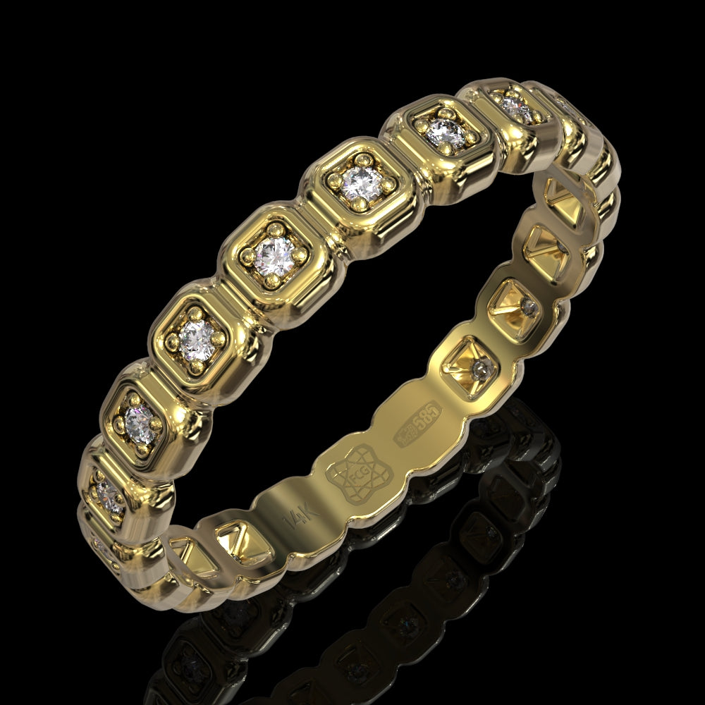 sarkanais zelts Gredzens ar safīru un dimantiem, dzeltenais / baltais / sarkanais zelt –  Fine Cast Gems