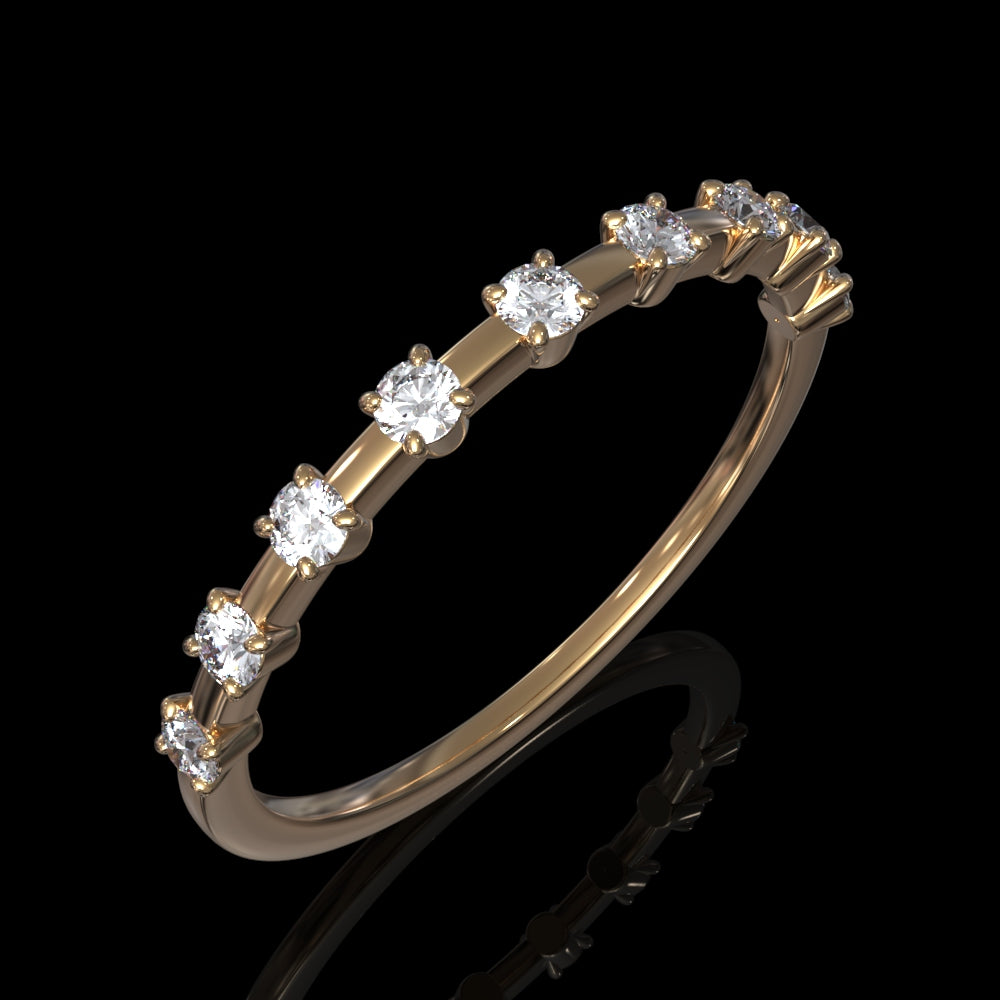 Ring with 9 Diamonds, Gold 585° (14K)