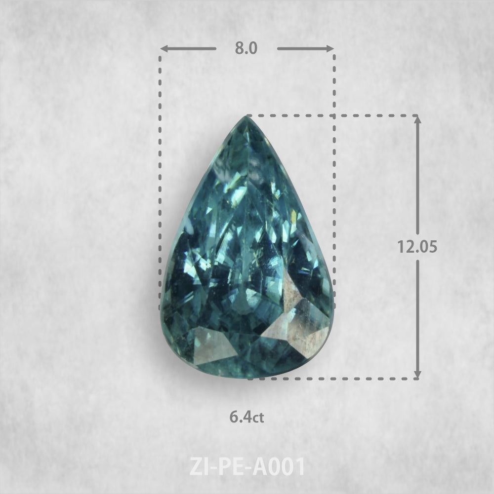 Cirkons 6,4 ct Dabīgs, Bumbieru griezums