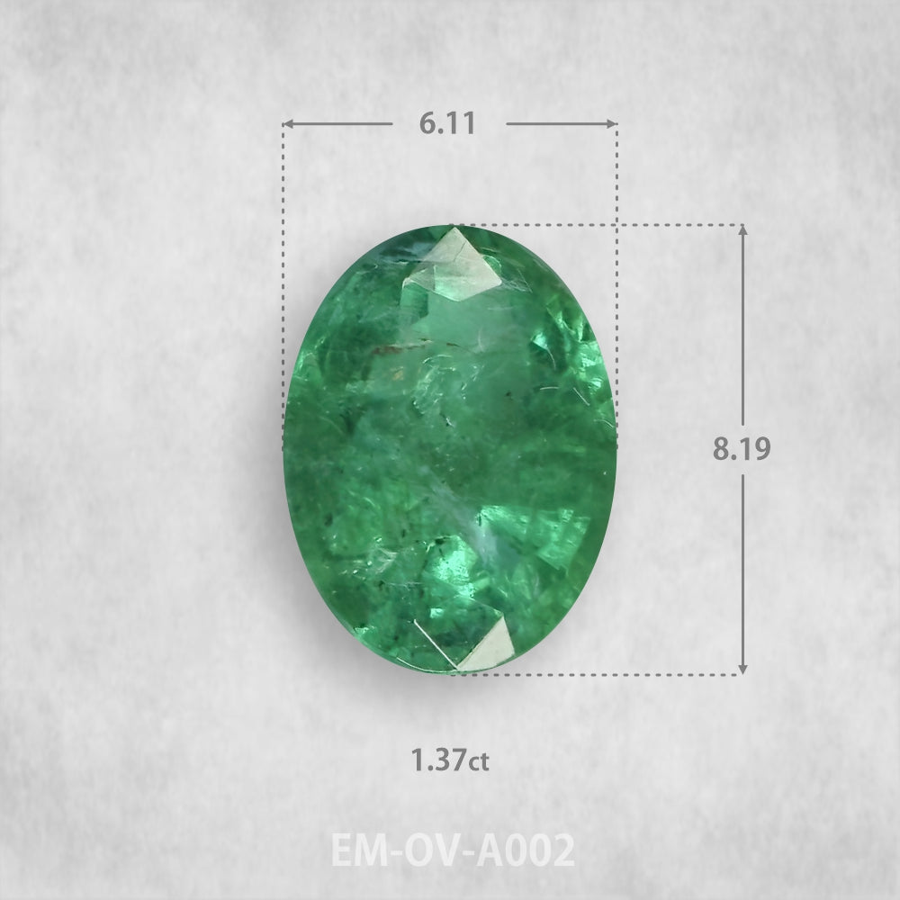 Smaragds 1.37ct Dabīgs, Ovāls piegriezums