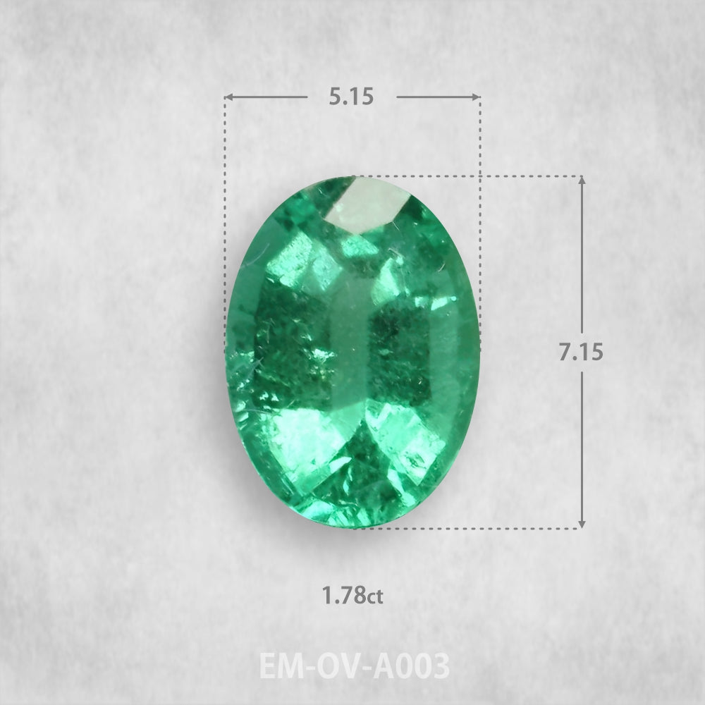 Smaragds 0.78ct Dabīgs, Ovāls piegriezums