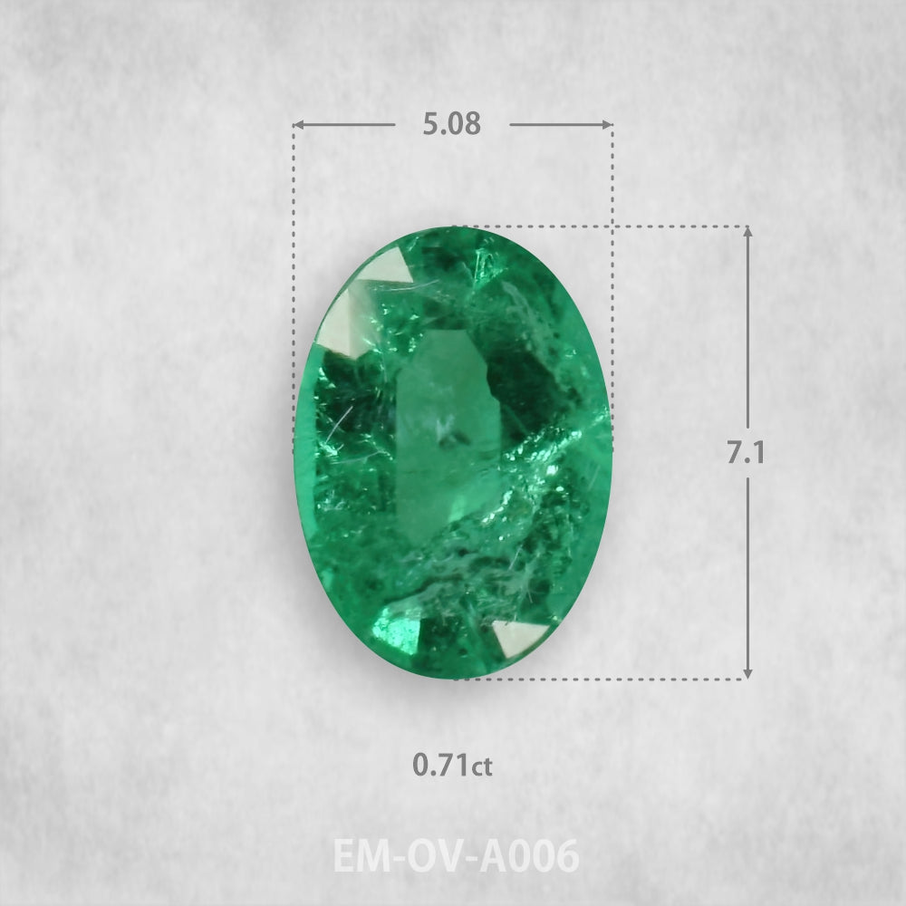Smaragds 0.71ct Dabīgs, Ovāls piegriezums