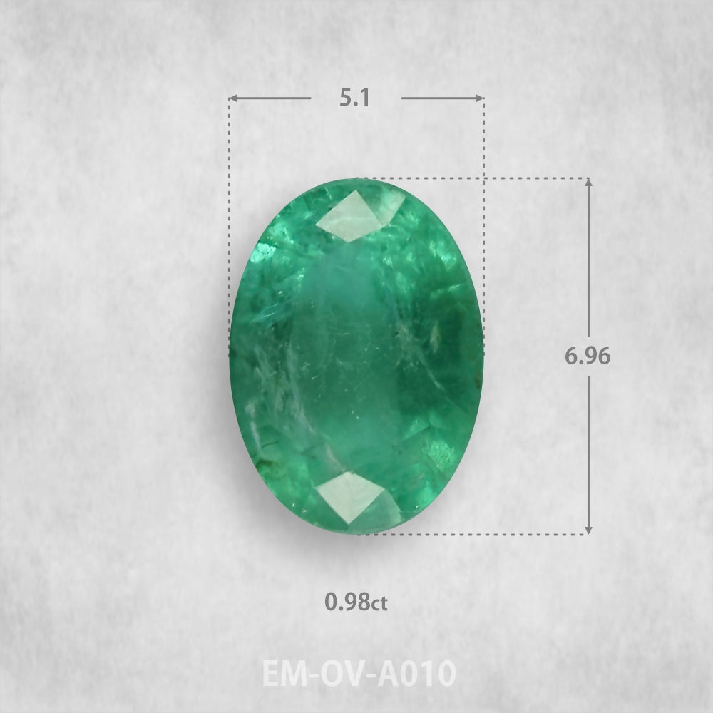 Smaragds 0.98ct Dabīgs, Ovāls piegriezums