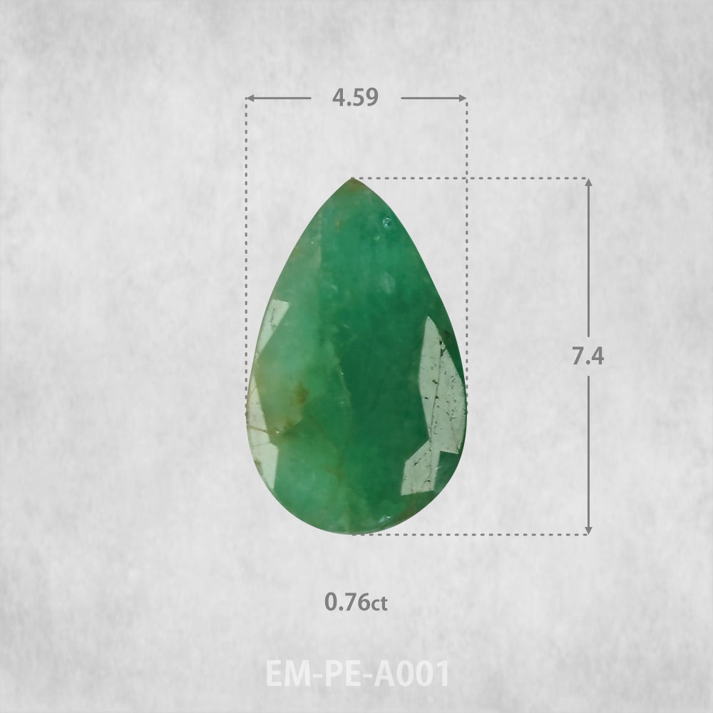 Smaragds 0.76ct Dabīgs, Bumbieru griezums