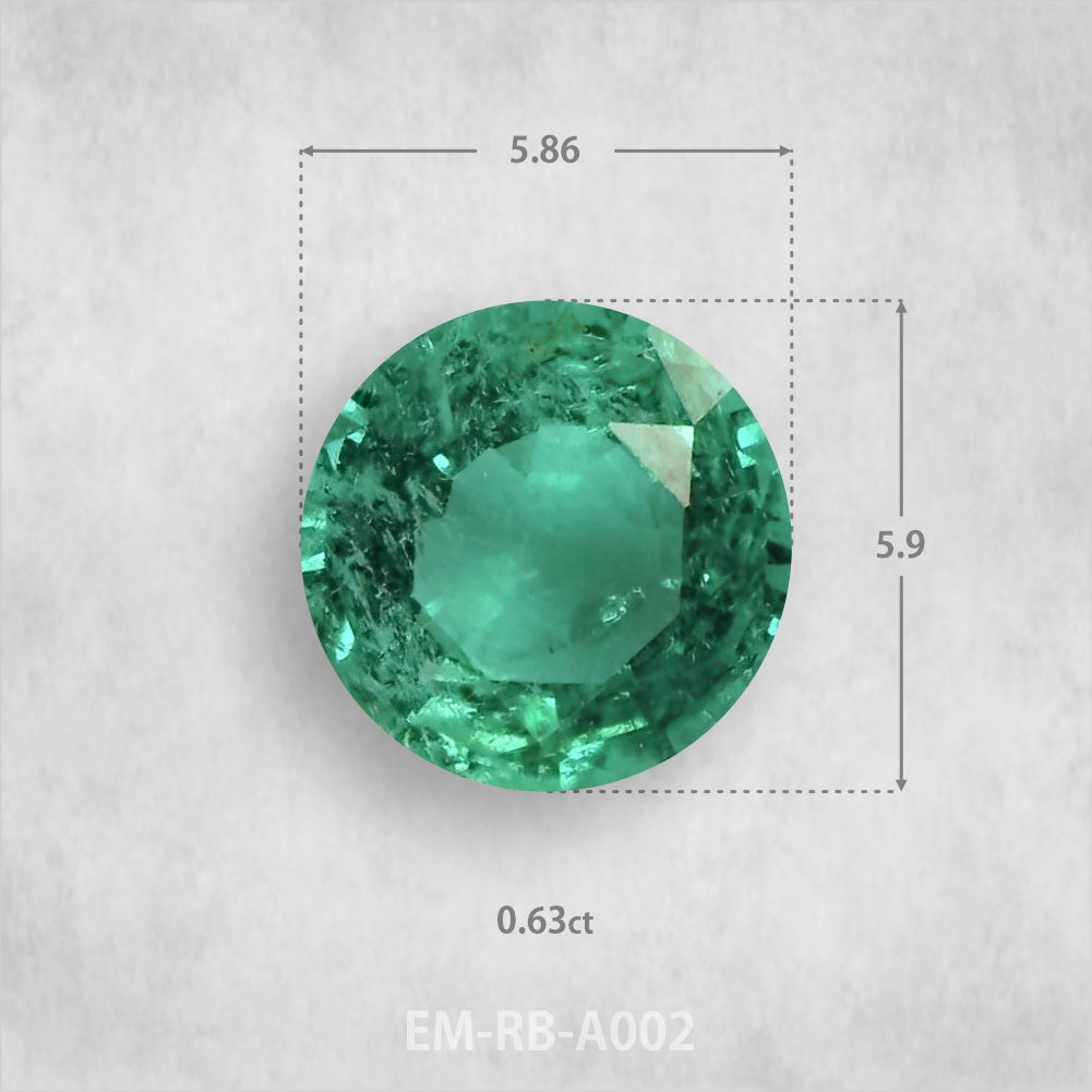 Smaragds 0,63 ct Dabīgs, Apaļš piegriezums