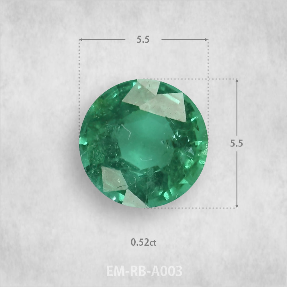 Smaragds 0.52ct Dabīgs, Apaļš piegriezums