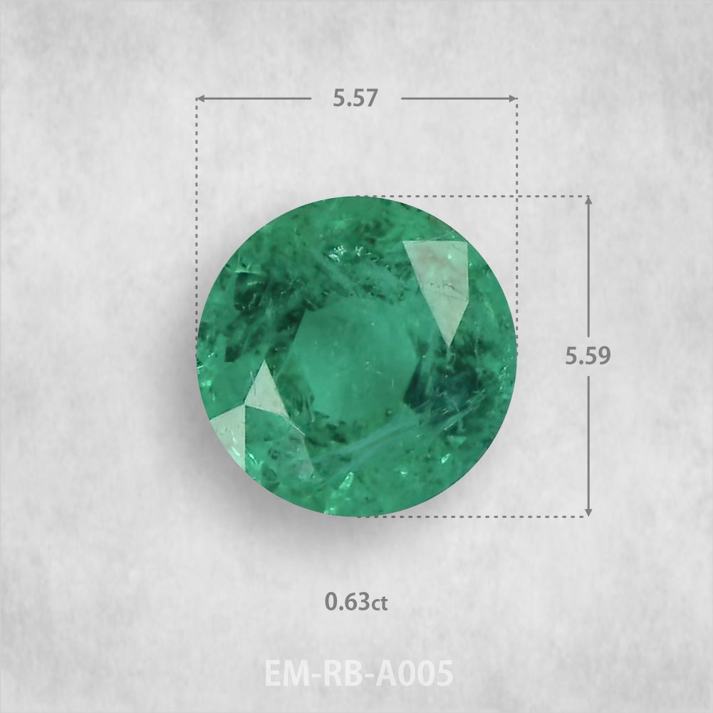 Smaragds 0,63 ct Dabīgs, Apaļš piegriezums