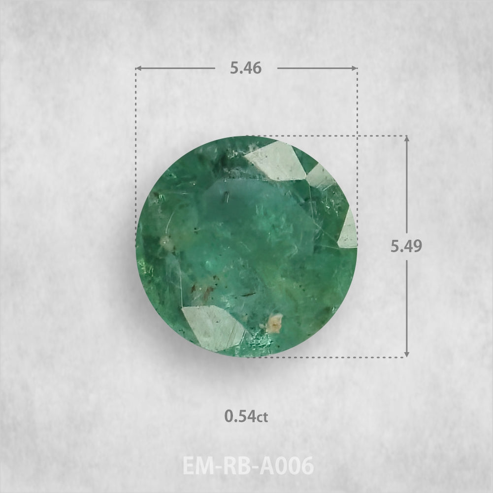 Smaragds 0.54ct Dabīgs, Apaļš piegriezums
