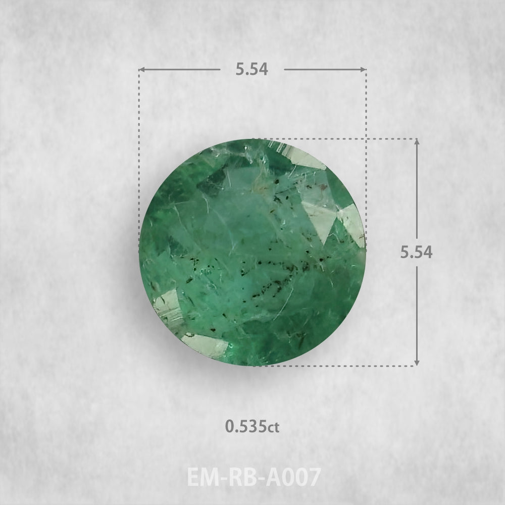 Smaragds 0.535ct Dabīgs, Apaļš piegriezums