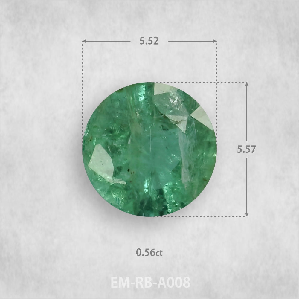 Smaragds 0.56ct Dabīgs, Apaļš piegriezums