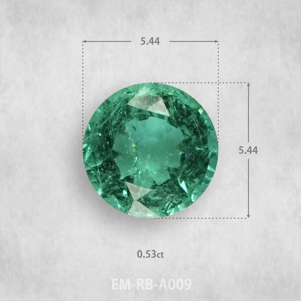 Smaragds 0.53ct Dabīgs, Apaļš piegriezums