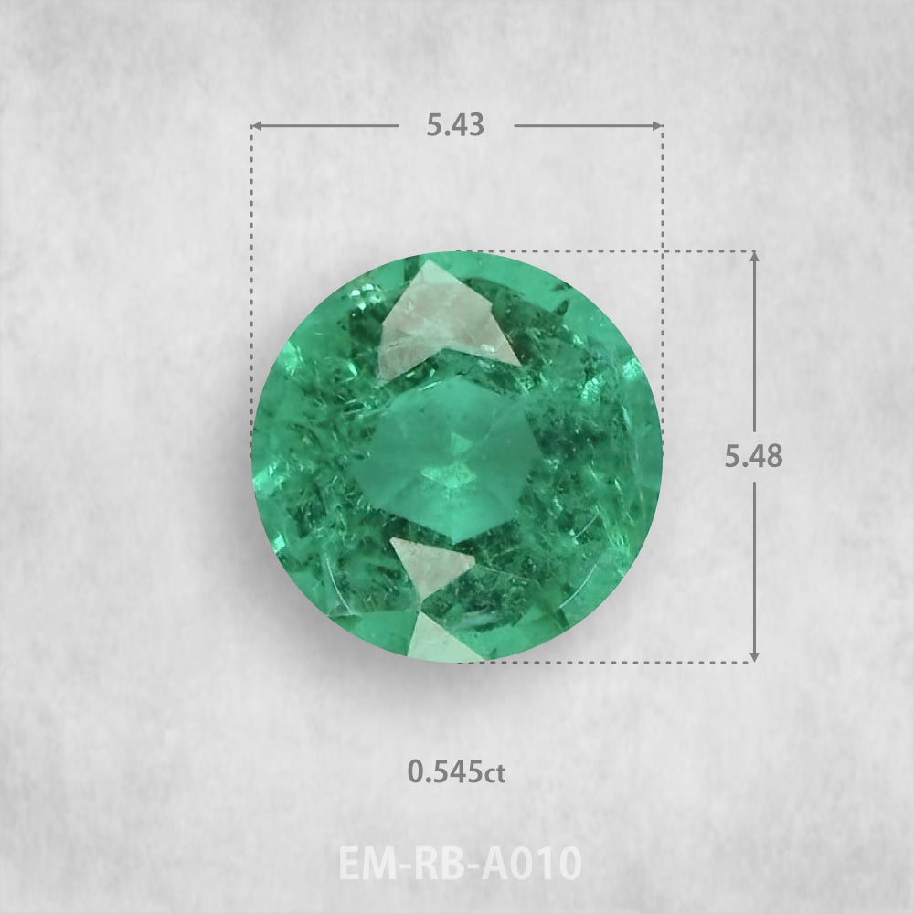 Smaragds 0.545ct Dabīgs, Apaļš piegriezums