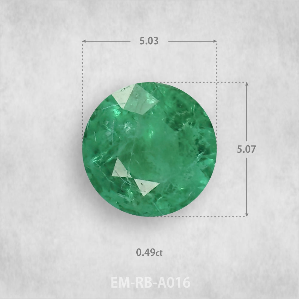 Smaragds 0.49ct Dabīgs, Apaļš piegriezums