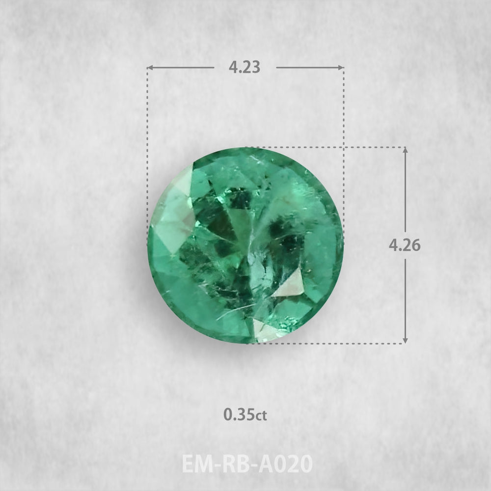 Smaragds 0.35ct Dabīgs, Apaļš piegriezums
