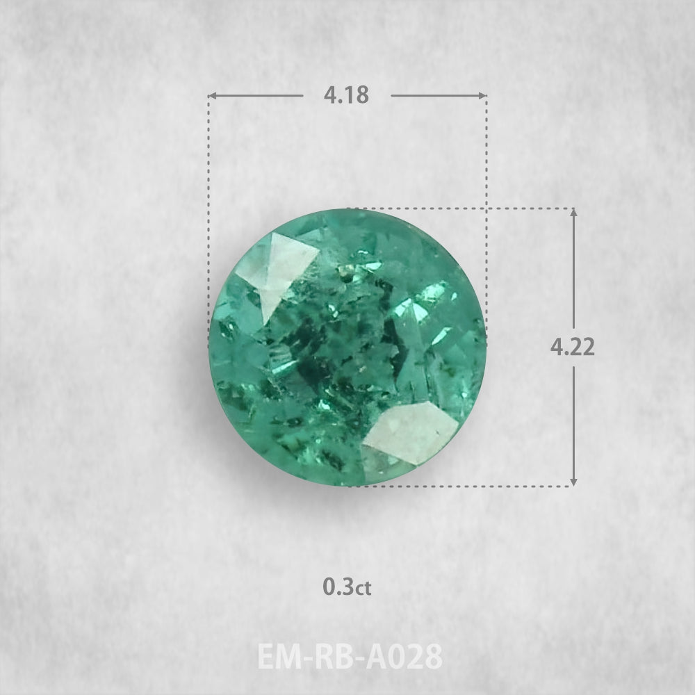 Smaragds 0.3ct Dabīgs, Apaļš piegriezums