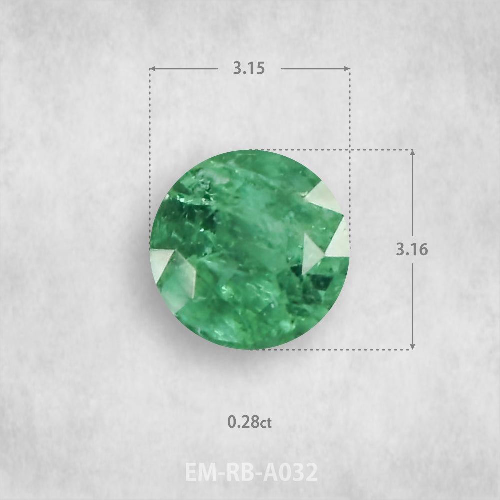 Smaragds 0.28ct Dabīgs, Apaļš piegriezums