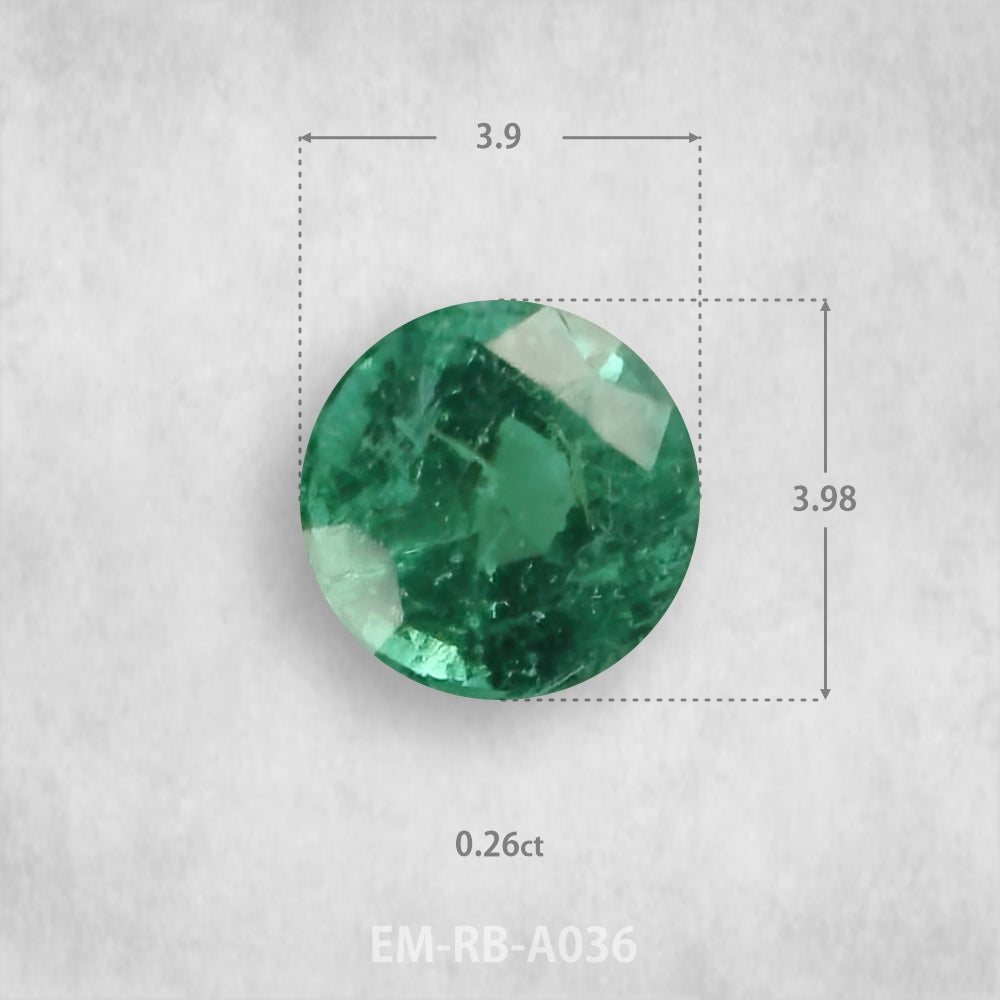 Smaragds 0.26ct Dabīgs, Apaļš piegriezums