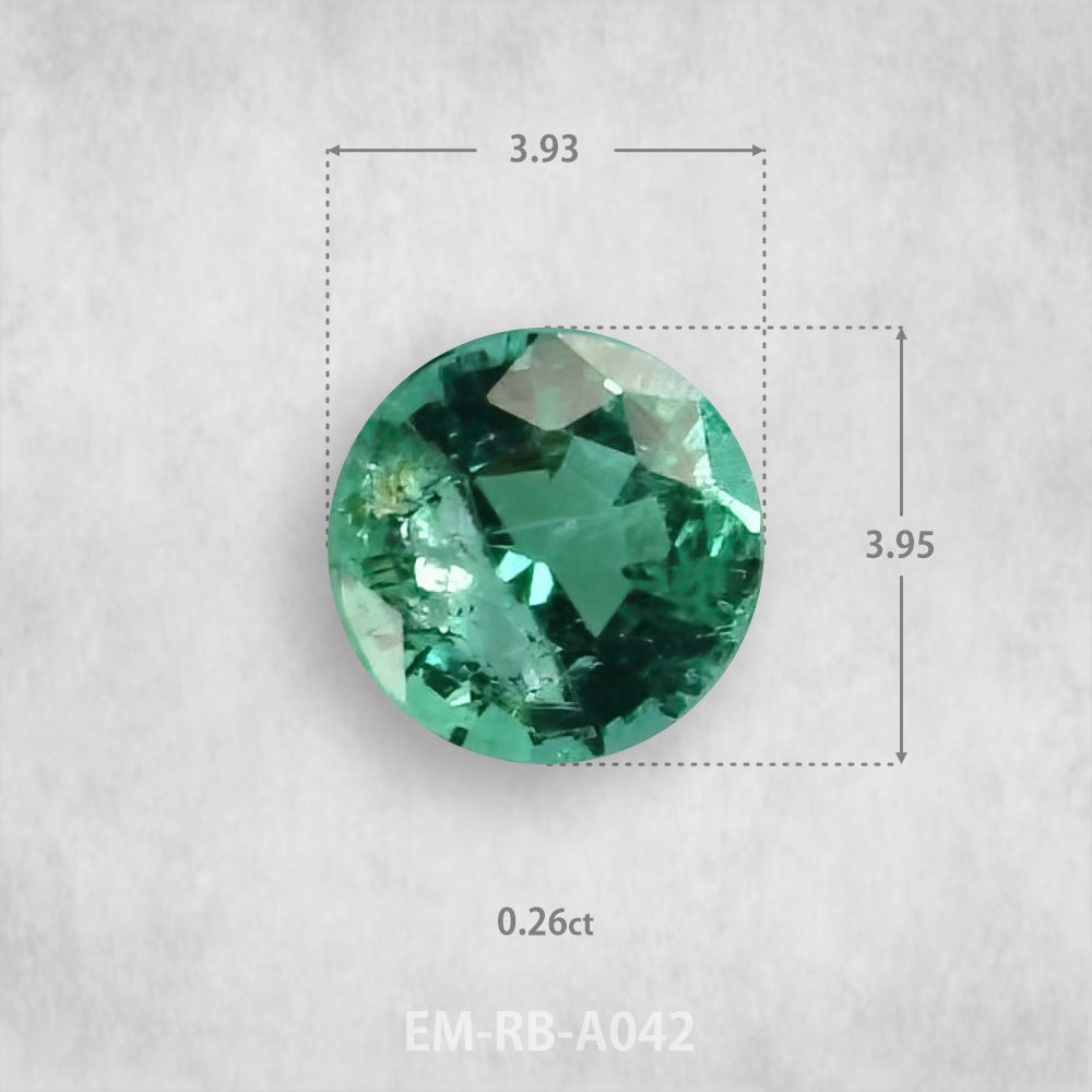 Smaragds 0.26ct Dabīgs, Apaļš piegriezums