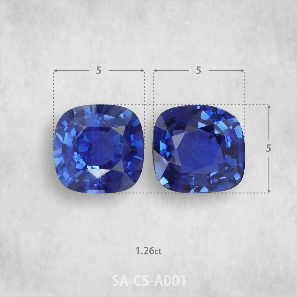 Sapphire 1,26 ct Natural, Cushion Square piegriezums