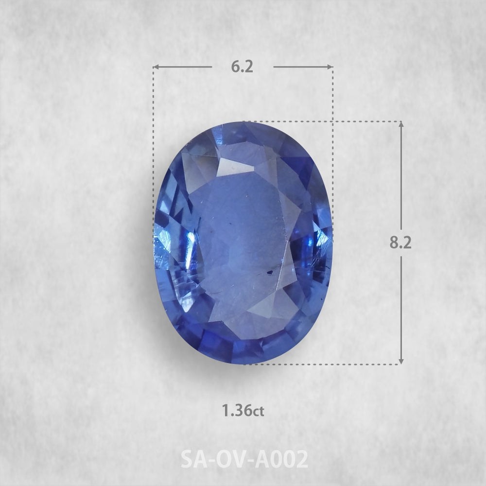 Safīrs 1,36 ct Dabīgs, Ovāls piegriezums