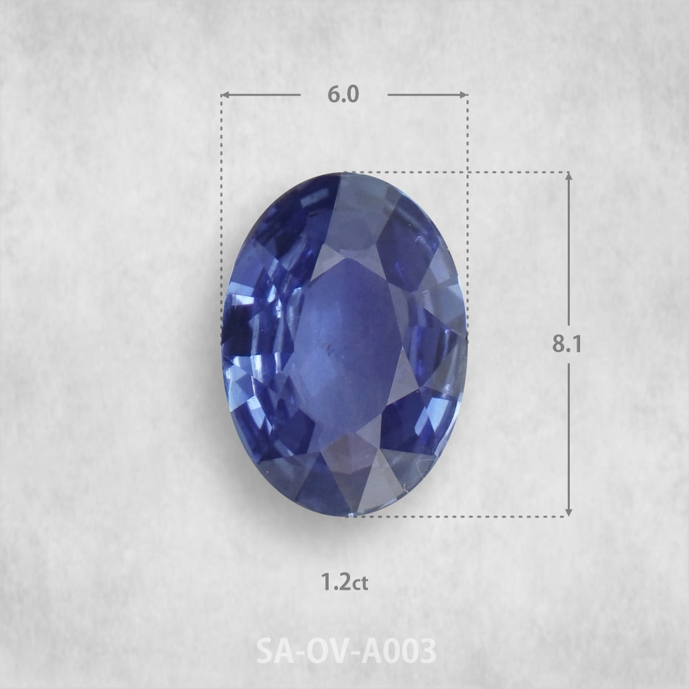 Safīrs 1,2 ct Dabīgs, Ovāls piegriezums