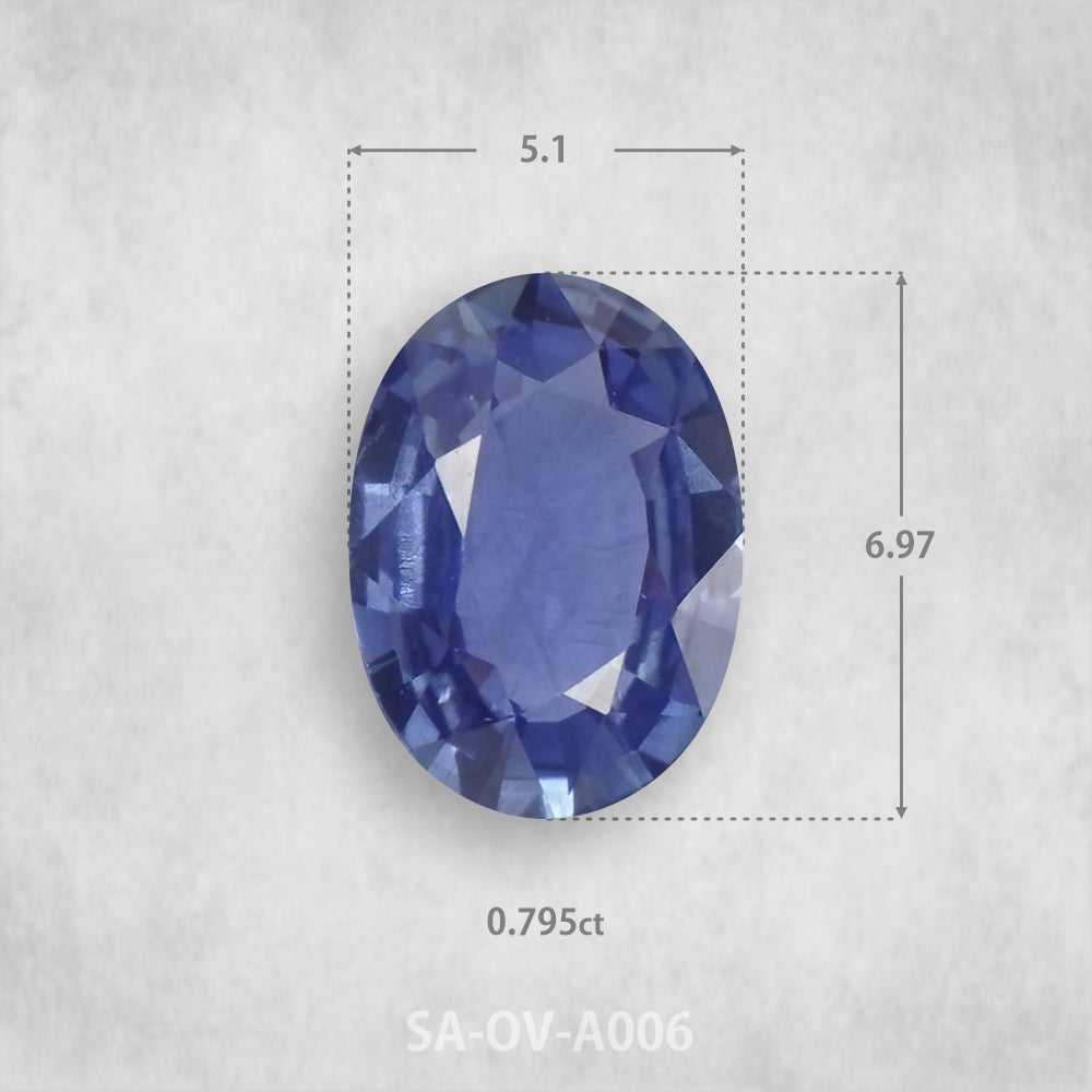 Safīrs 0,795 ct Dabīgs, Ovāls piegriezums